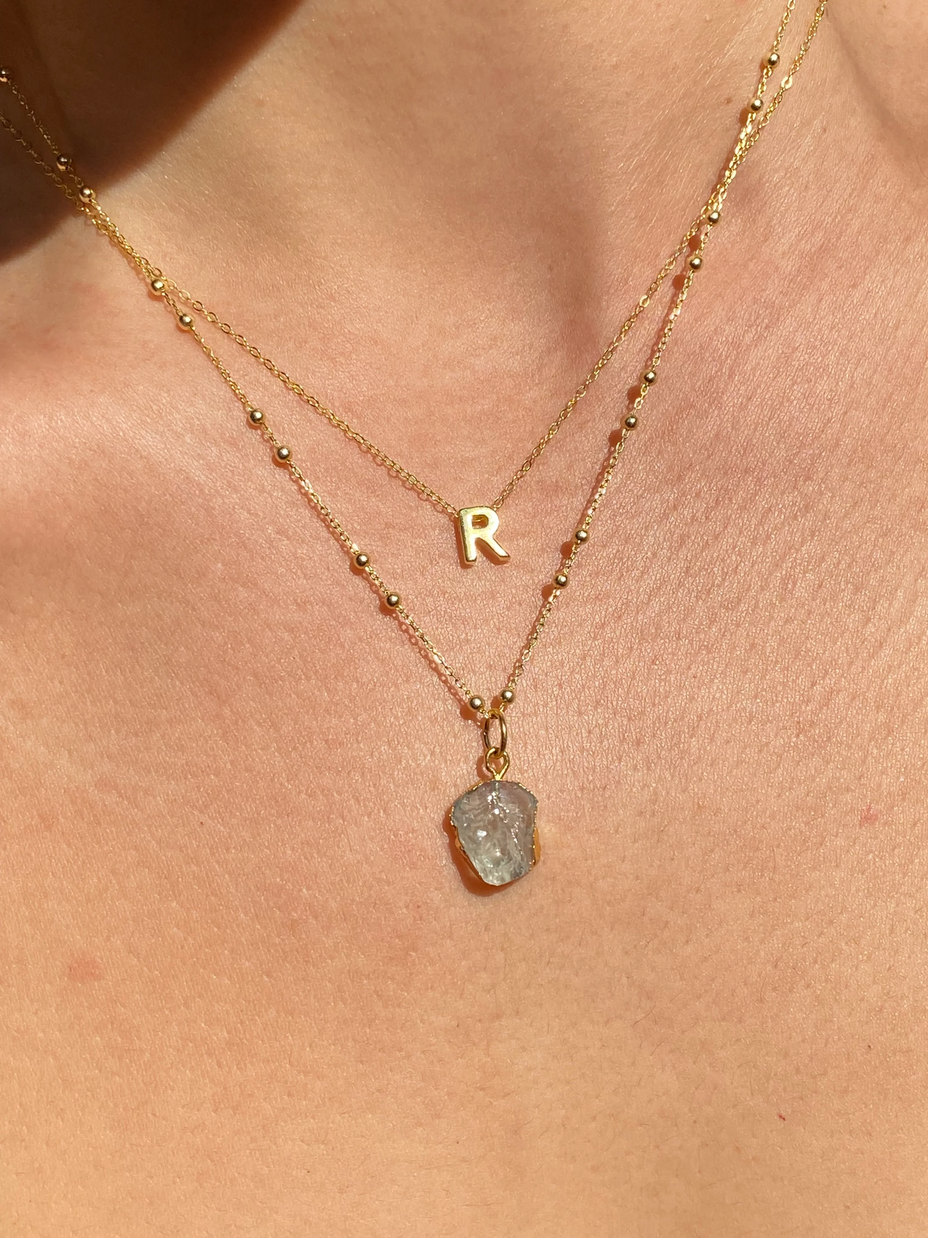 Initial & Herkimer Diamond Necklace Set | April Birthstone - Image 10