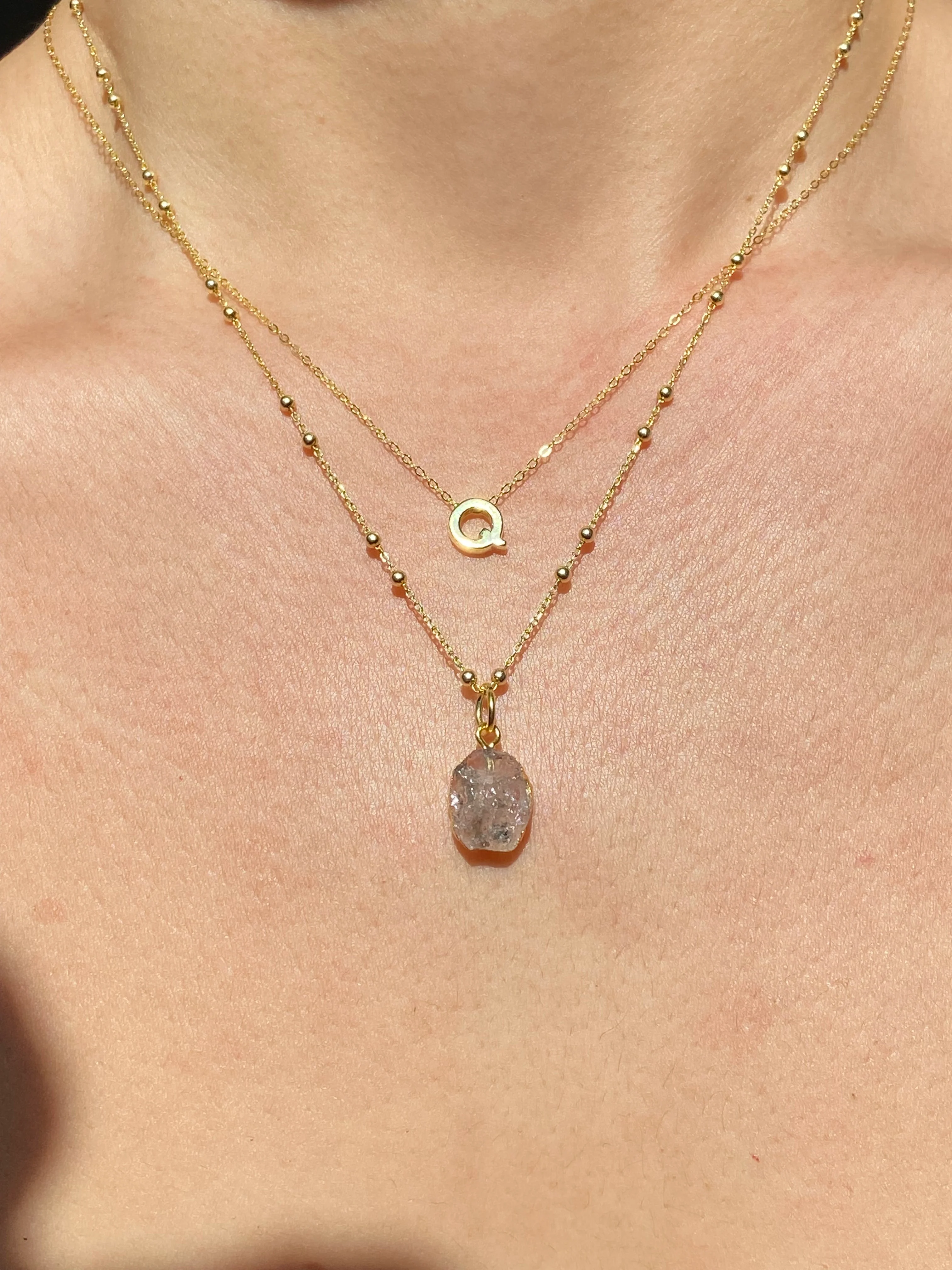 Initial & Herkimer Diamond Necklace Set | April Birthstone - Image 11