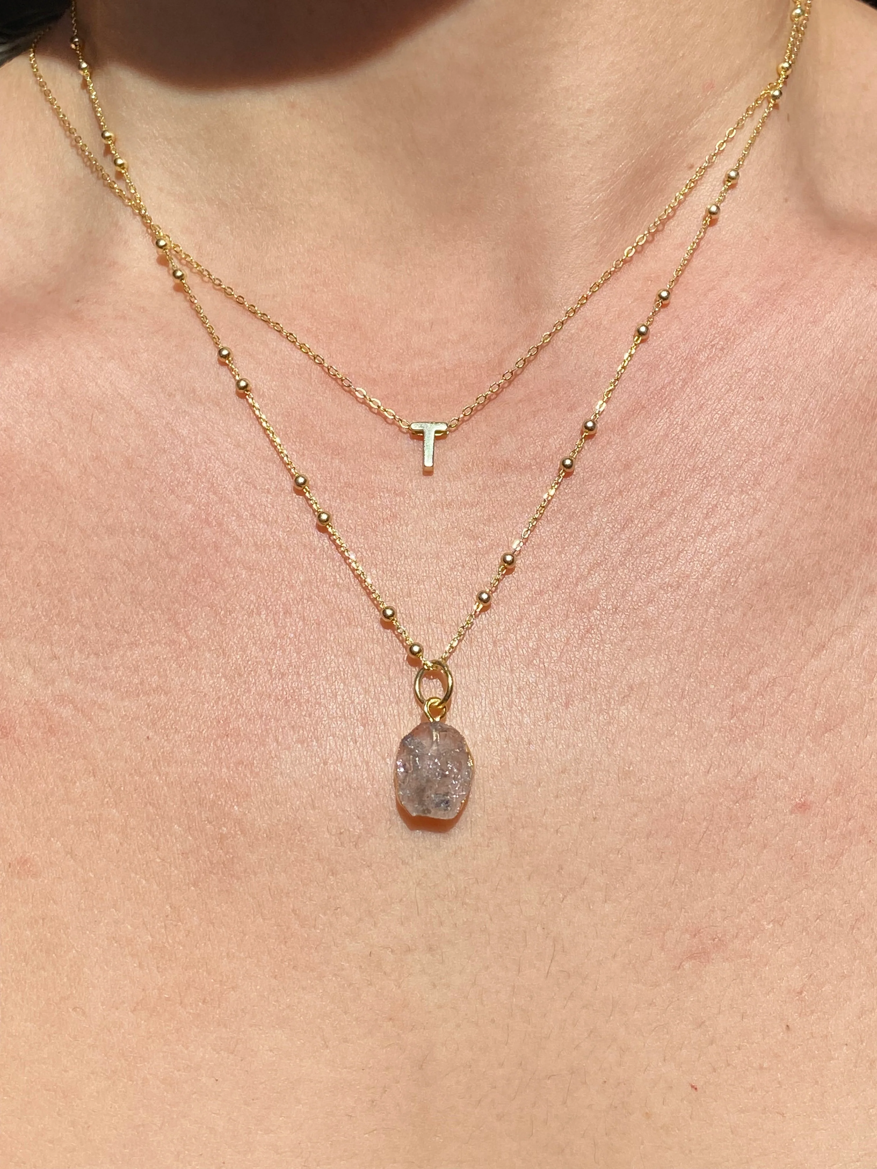Initial & Herkimer Diamond Necklace Set | April Birthstone - Image 13