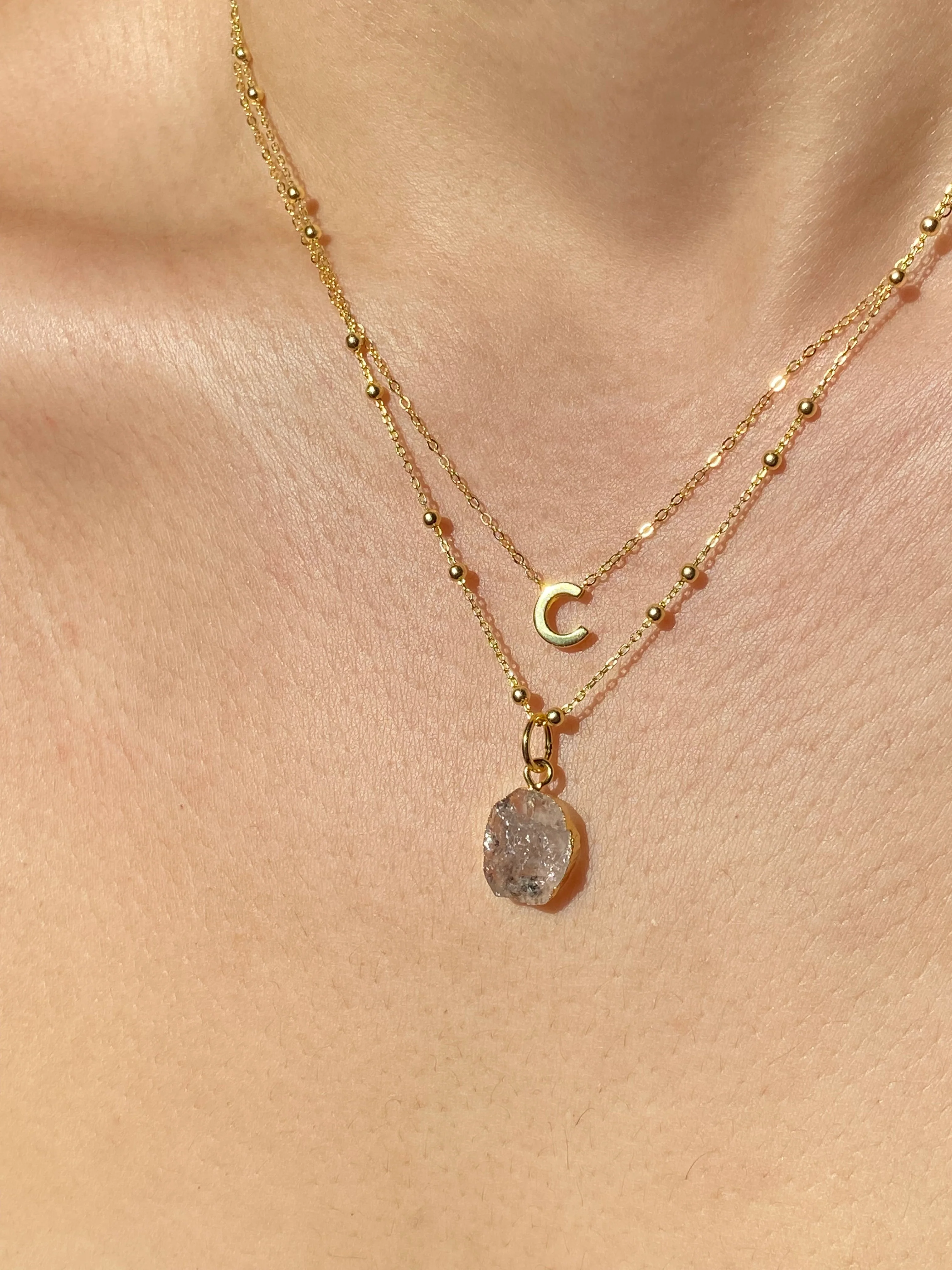 Initial & Herkimer Diamond Necklace Set | April Birthstone - Image 16