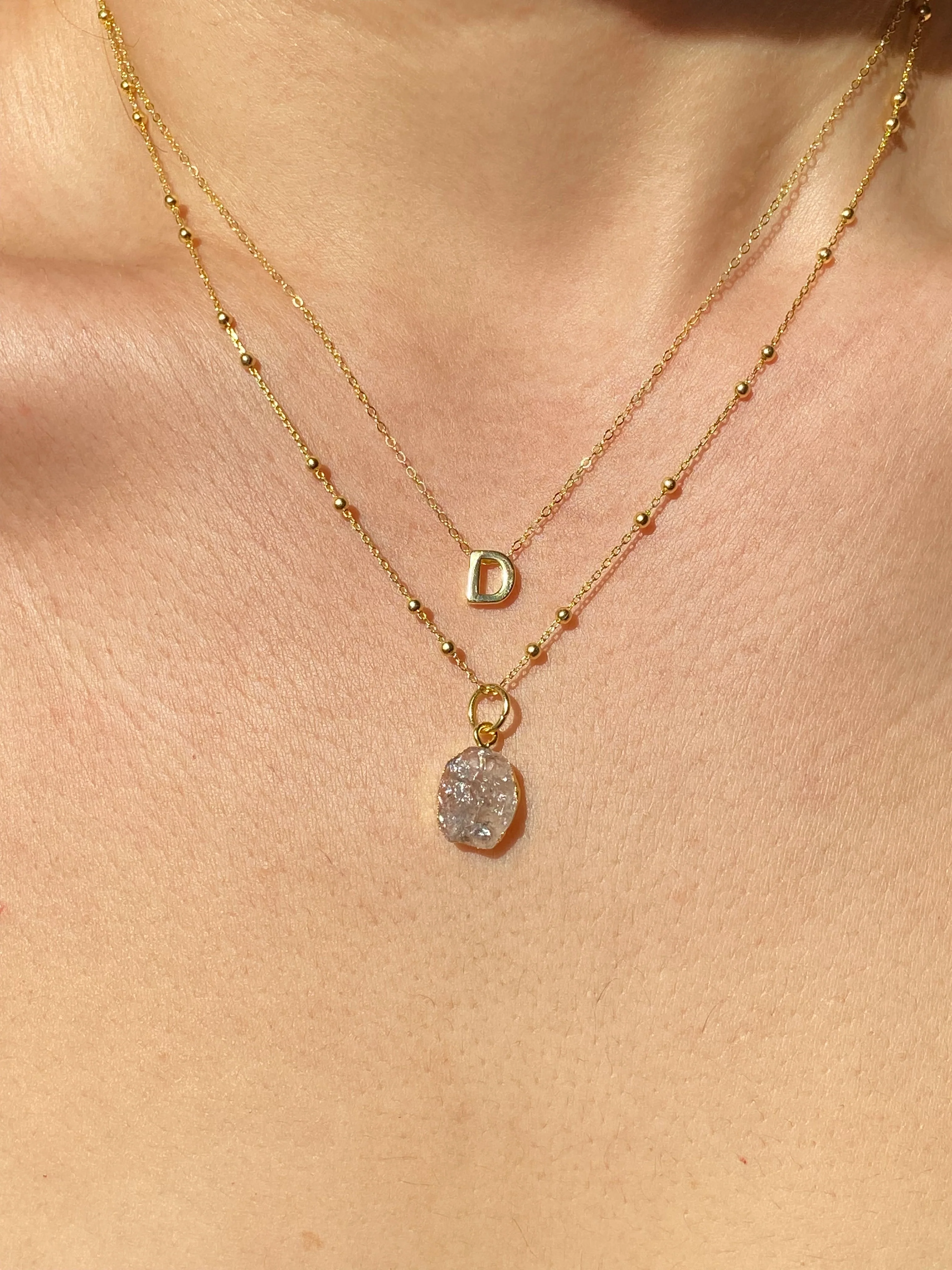 Initial & Herkimer Diamond Necklace Set | April Birthstone - Image 17