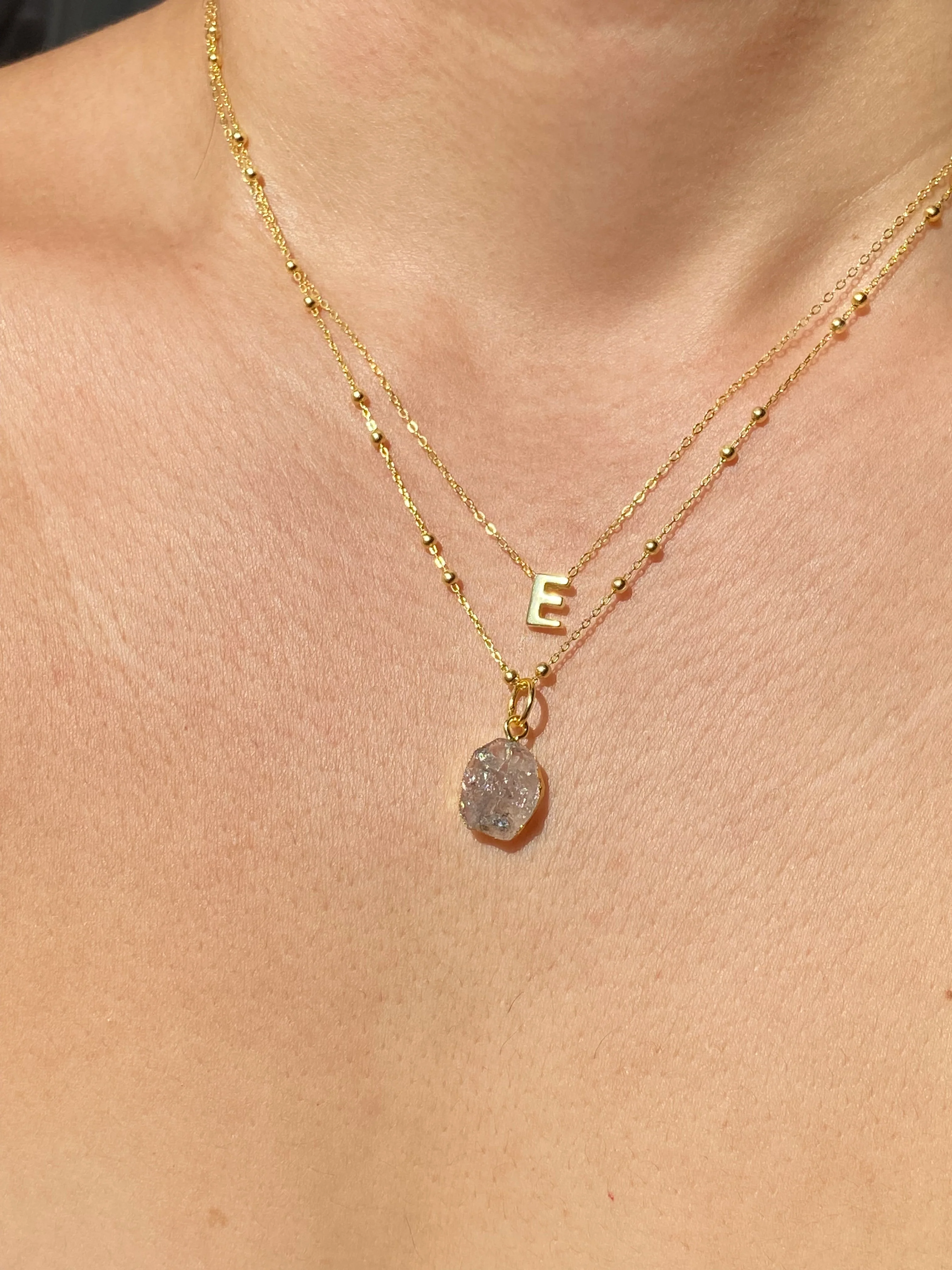 Initial & Herkimer Diamond Necklace Set | April Birthstone - Image 18
