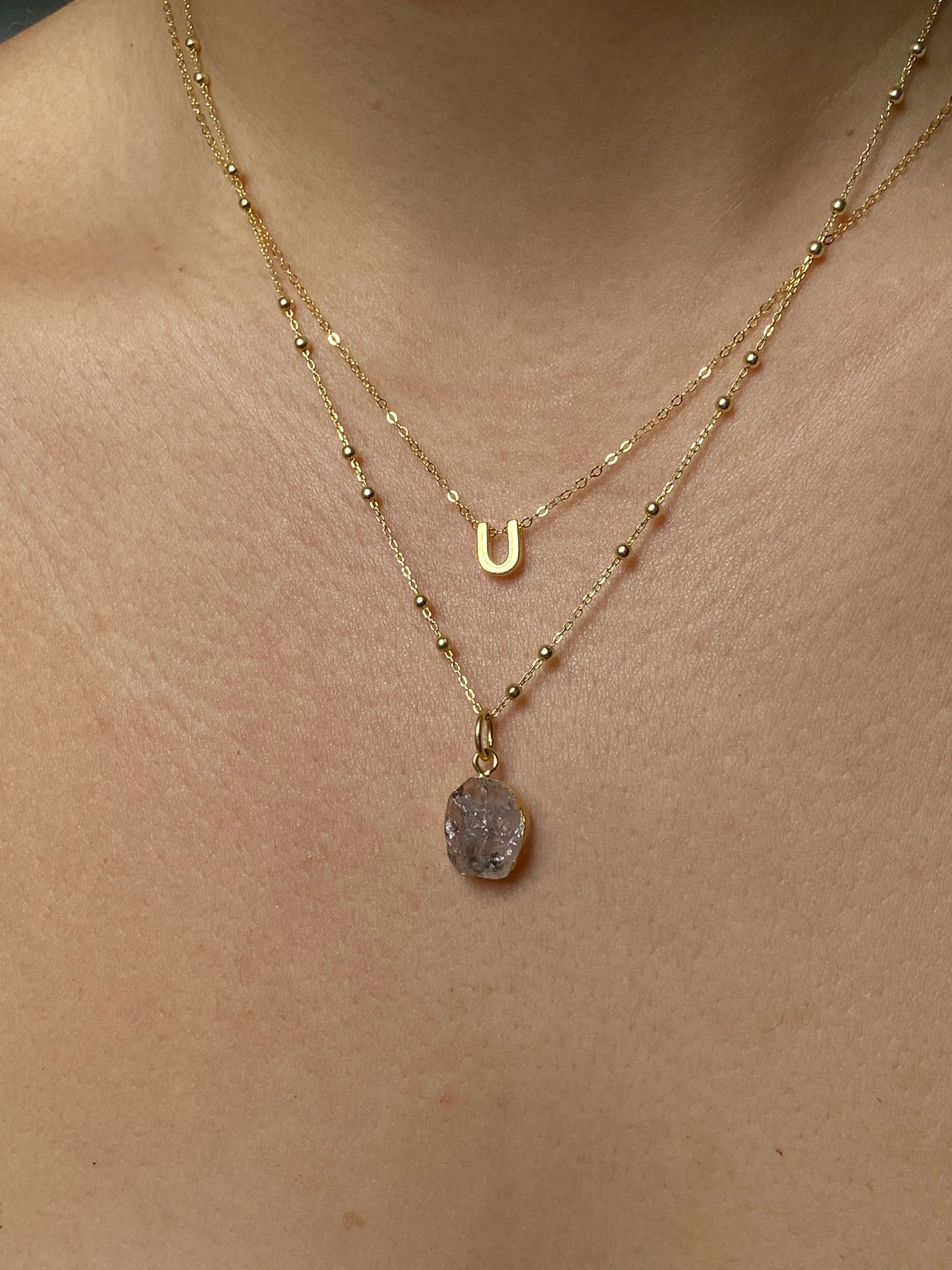 Initial & Herkimer Diamond Necklace Set | April Birthstone - Image 19