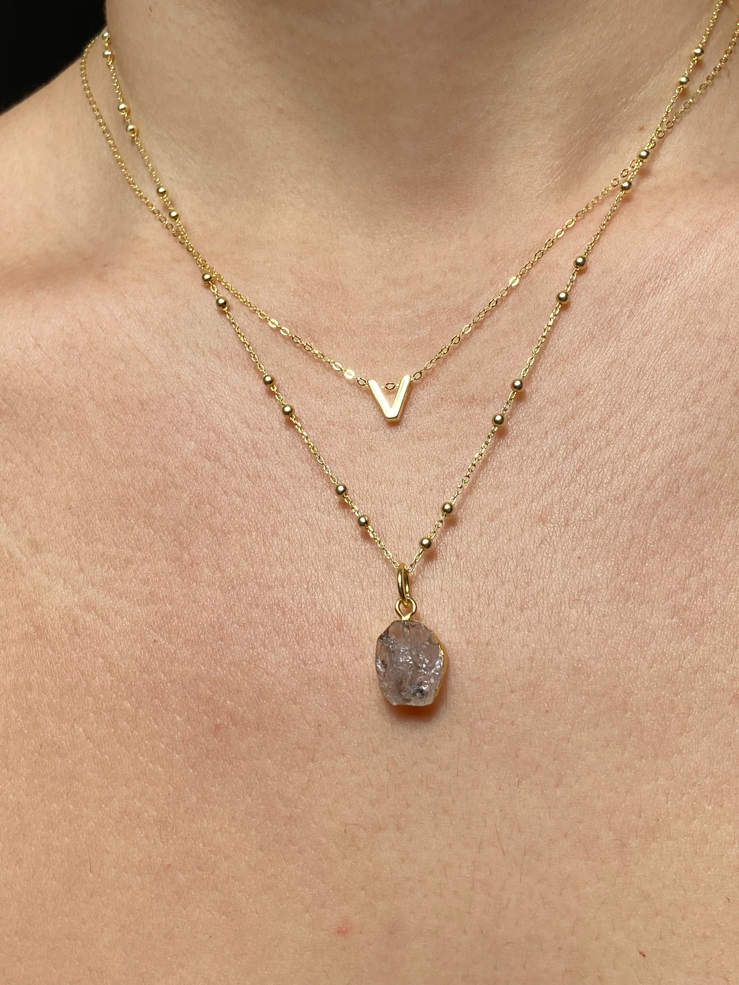 Initial & Herkimer Diamond Necklace Set | April Birthstone - Image 20