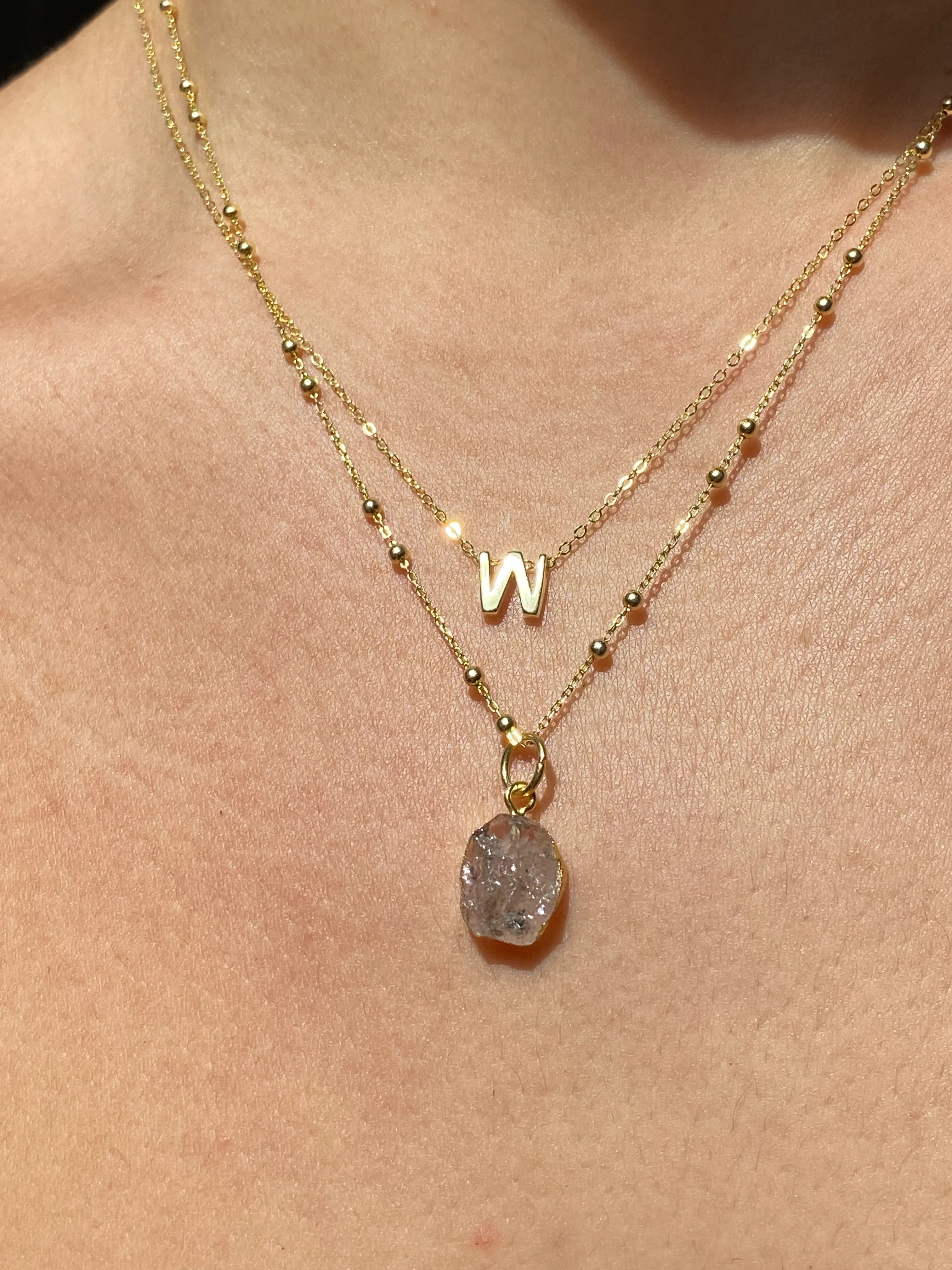Initial & Herkimer Diamond Necklace Set | April Birthstone - Image 21