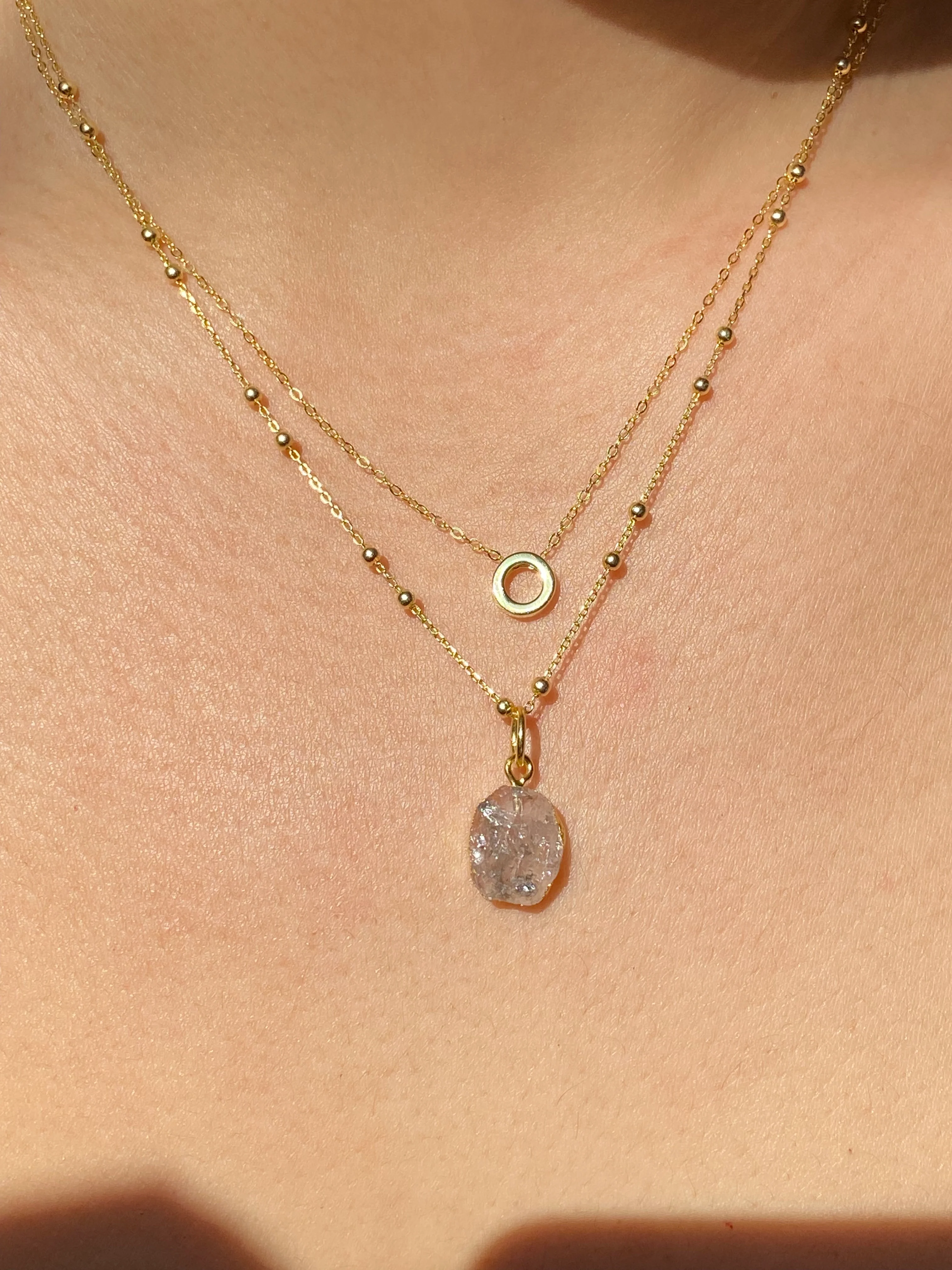 Initial & Herkimer Diamond Necklace Set | April Birthstone - Image 8