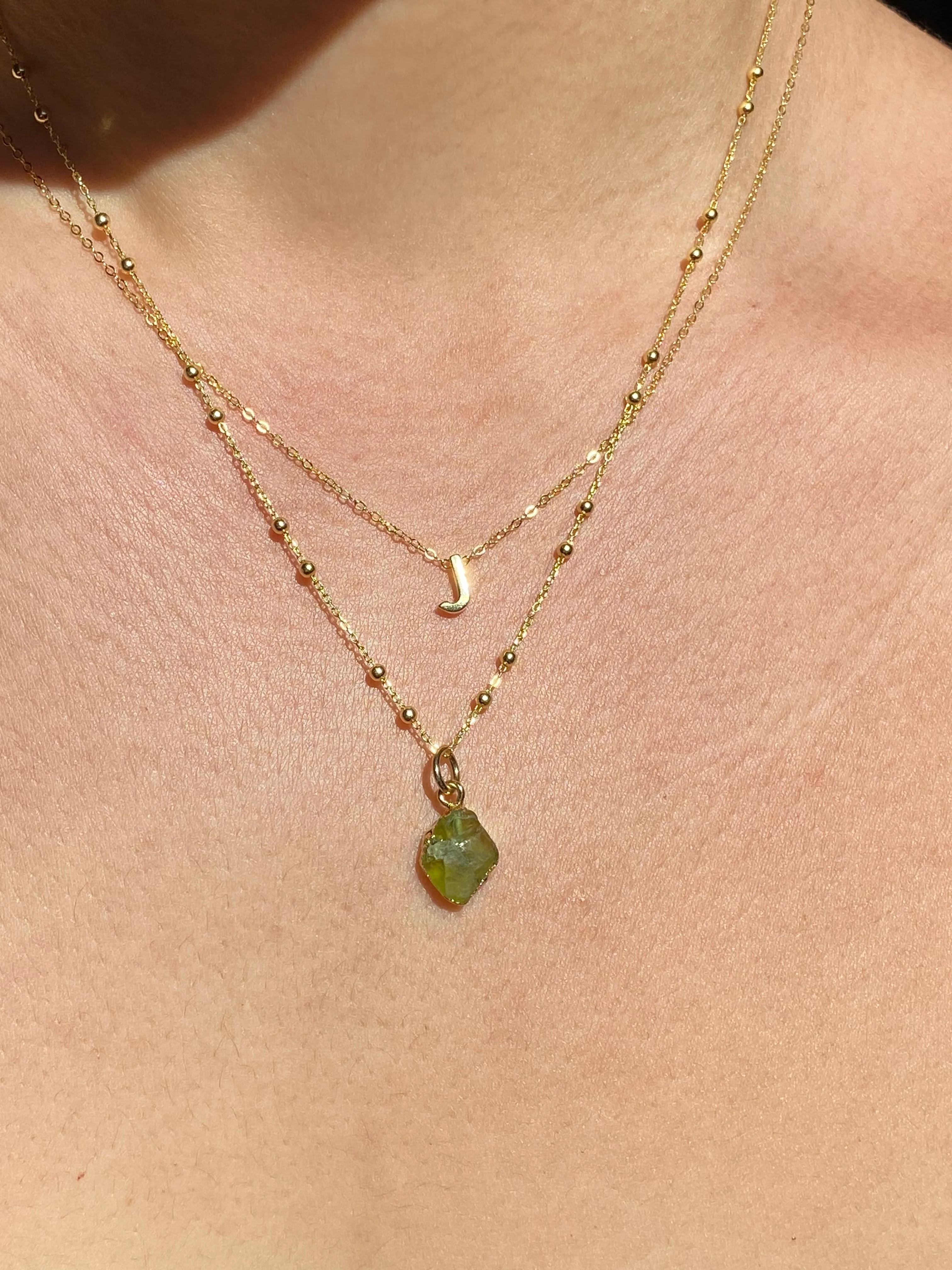 Initial & Peridot Necklace Set | August Birthstone - Image 10