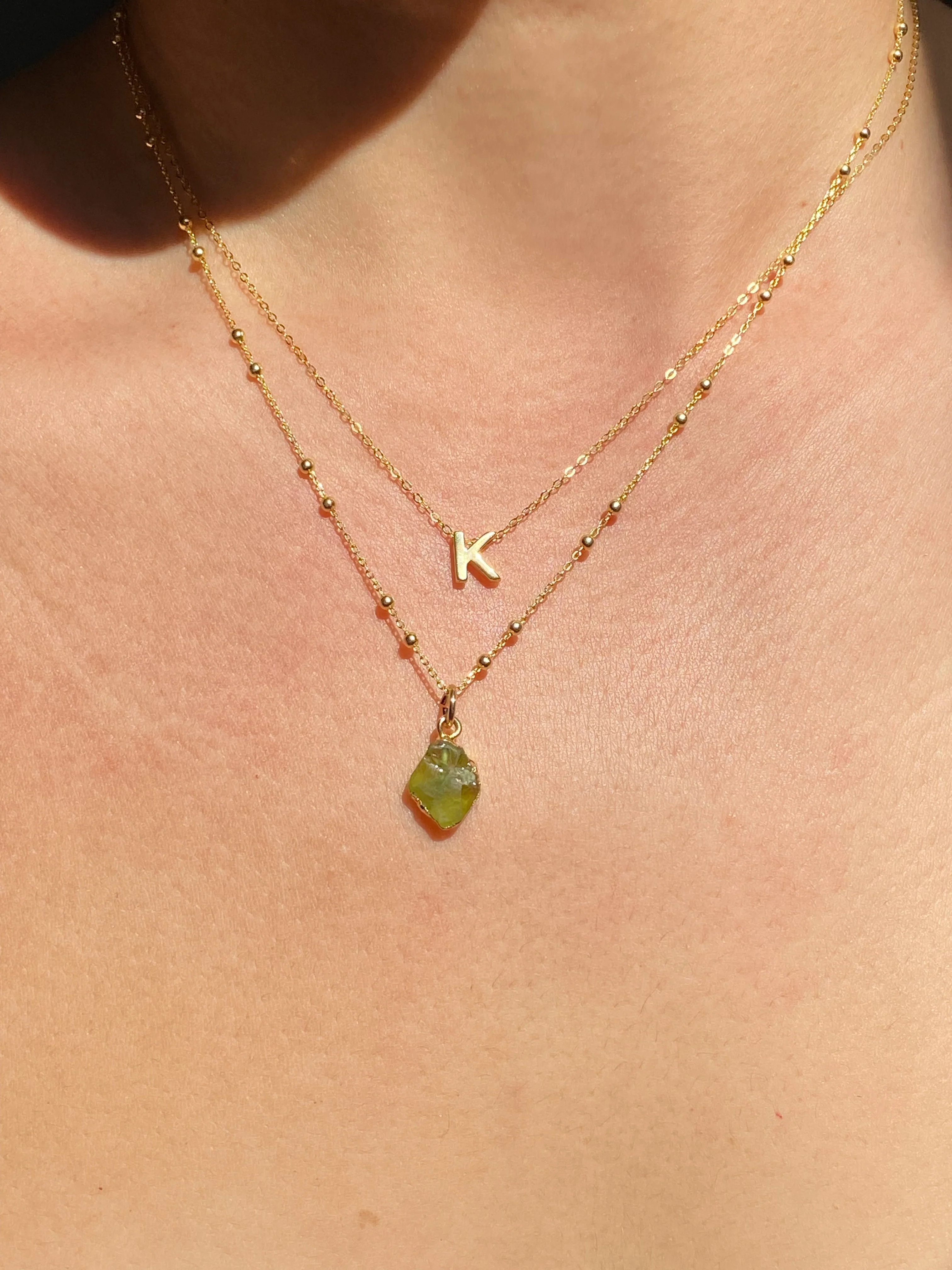 Initial & Peridot Necklace Set | August Birthstone - Image 11