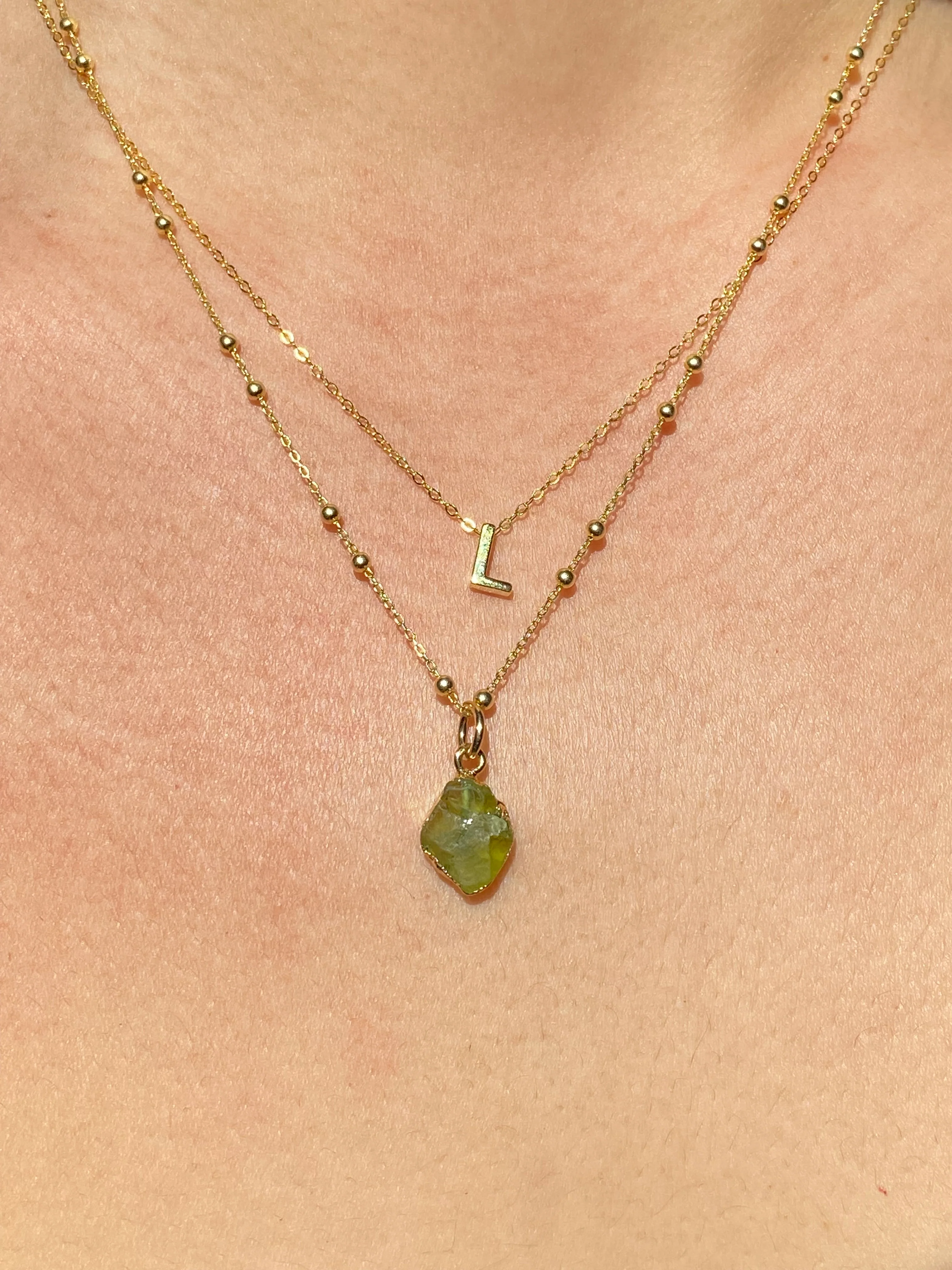 Initial & Peridot Necklace Set | August Birthstone - Image 12