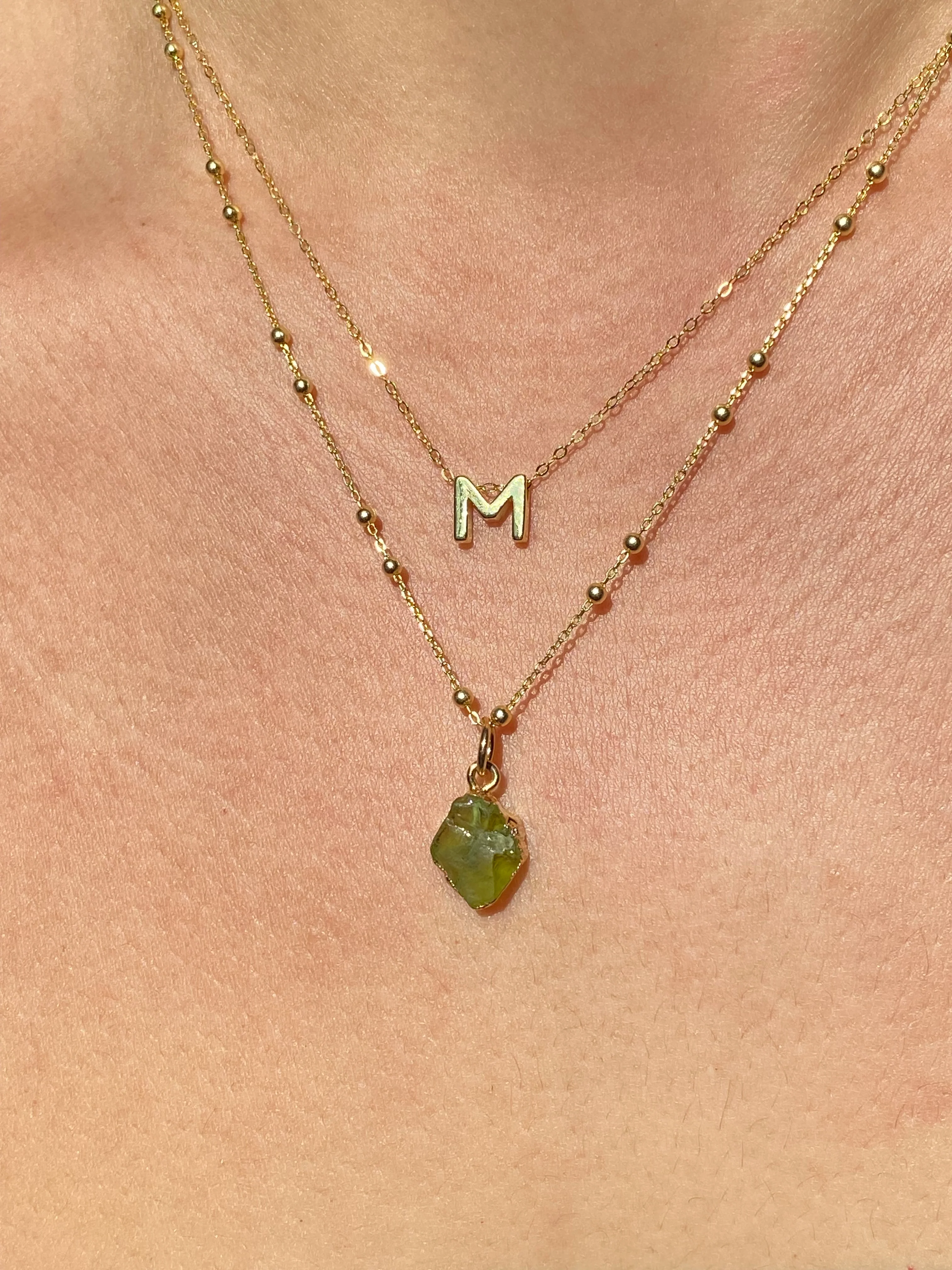 Initial & Peridot Necklace Set | August Birthstone - Image 13