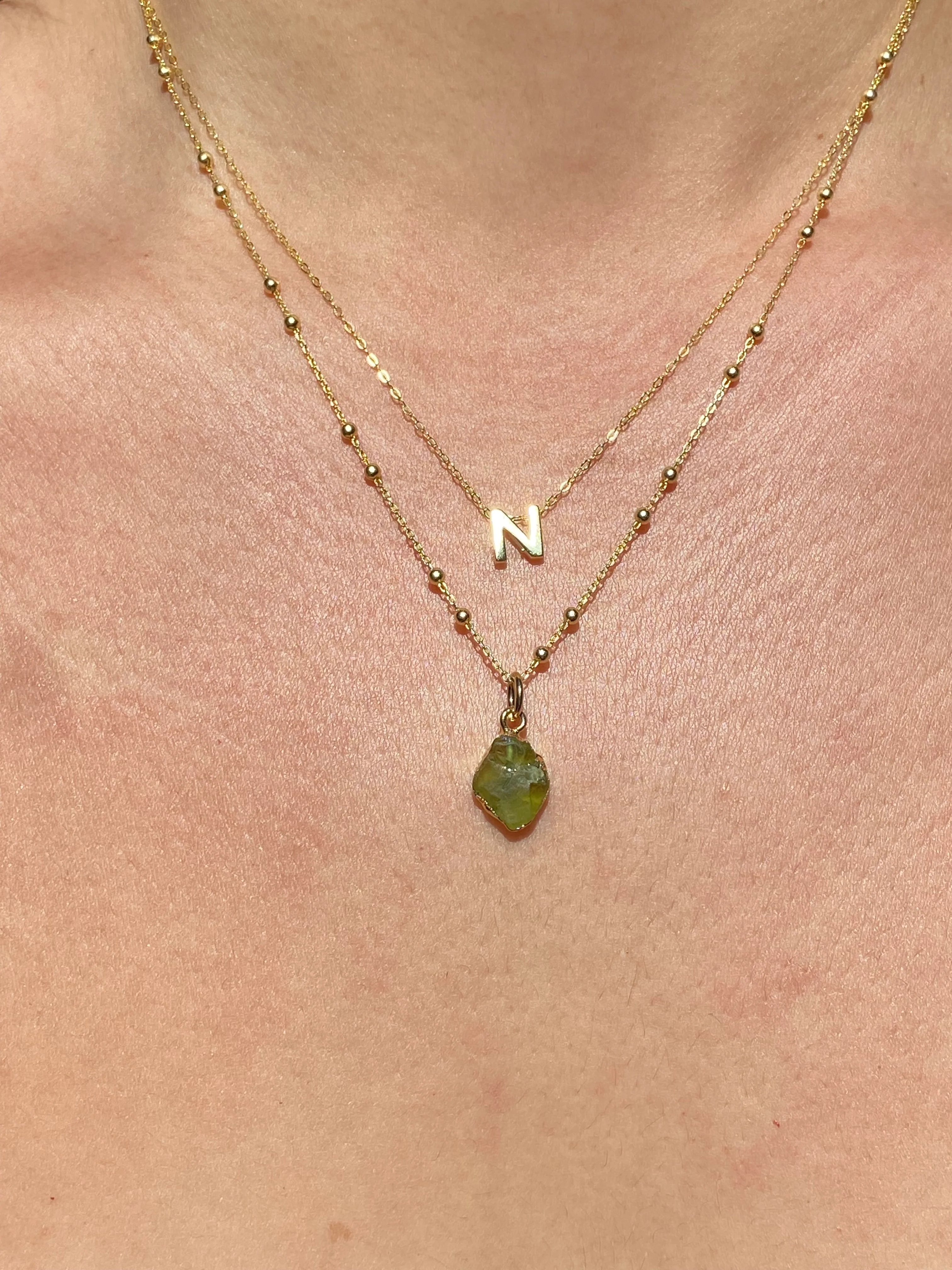 Initial & Peridot Necklace Set | August Birthstone - Image 14