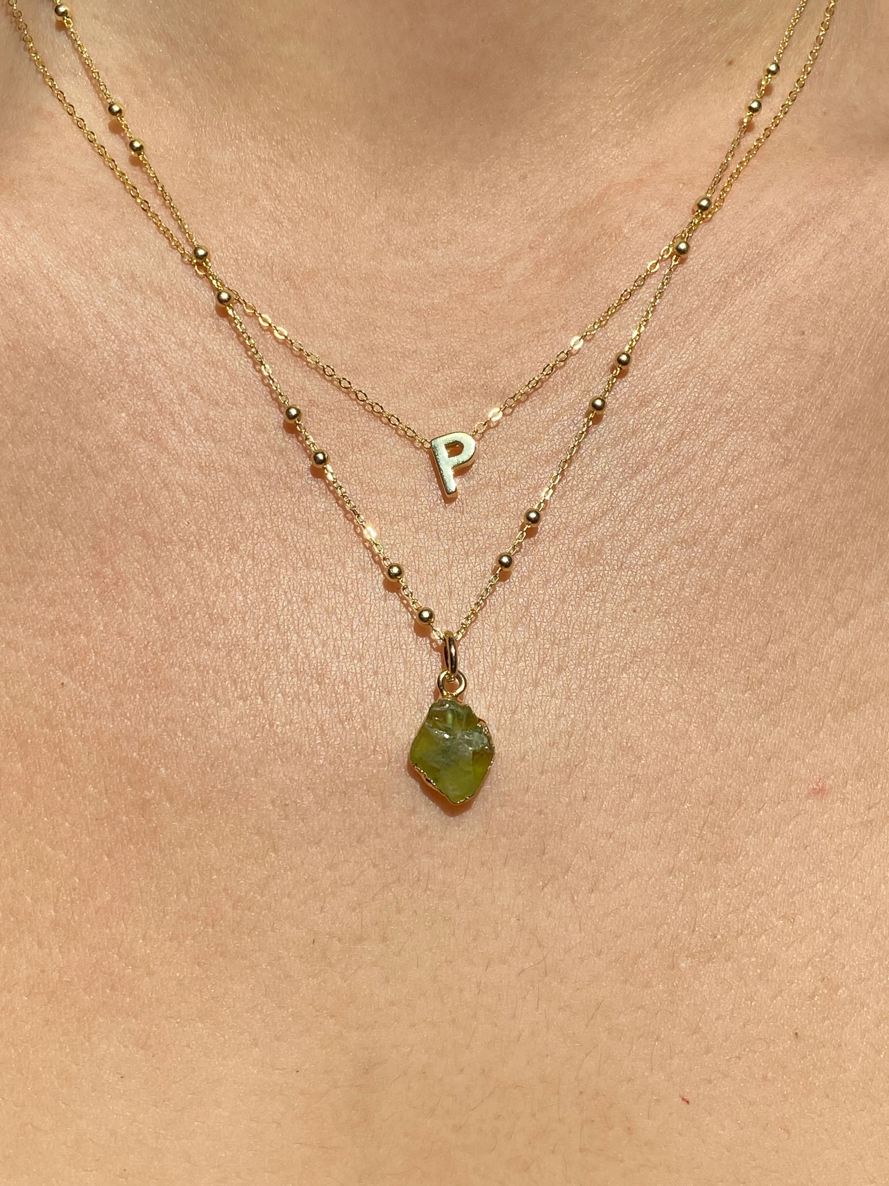 Initial & Peridot Necklace Set | August Birthstone - Image 16