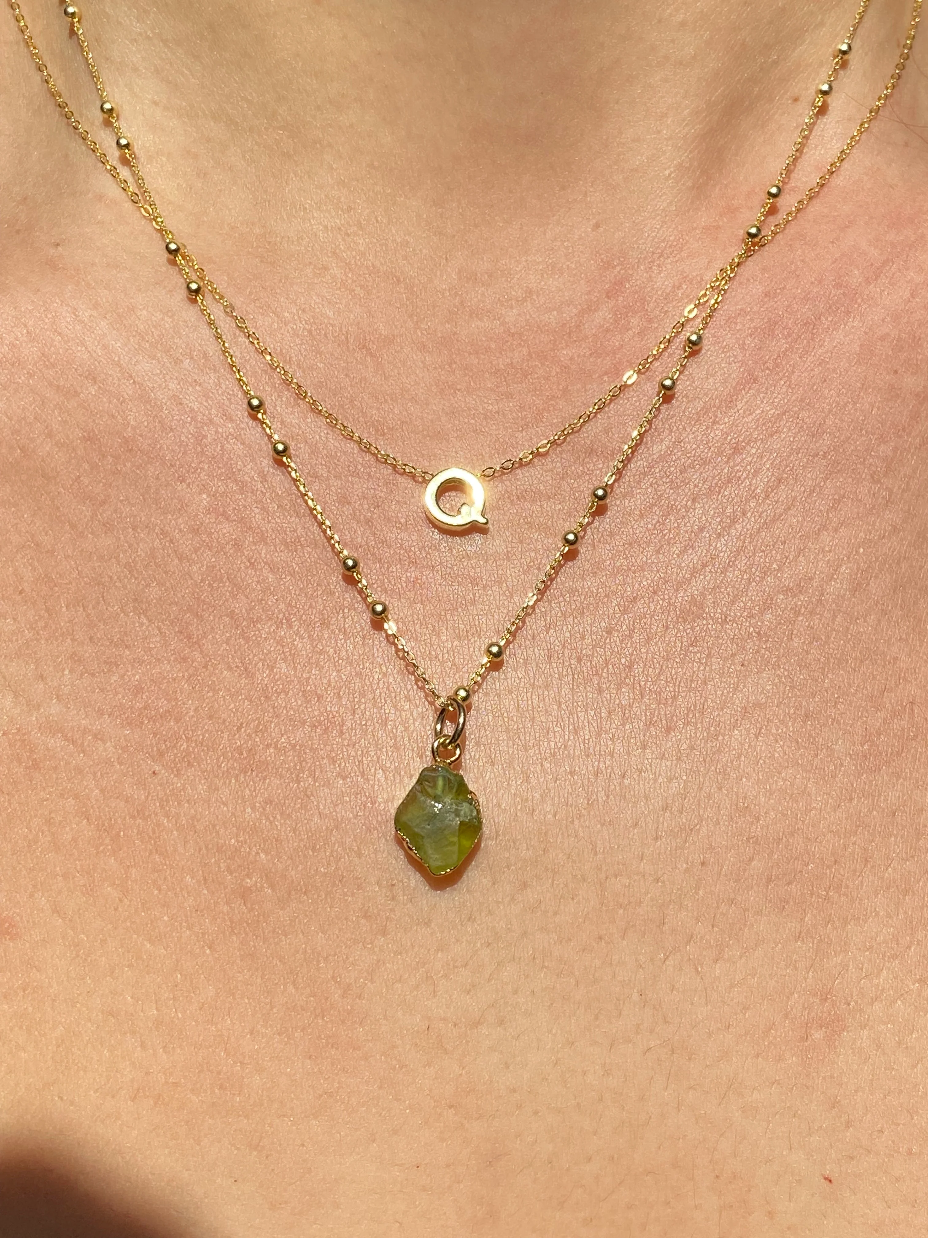Initial & Peridot Necklace Set | August Birthstone - Image 17
