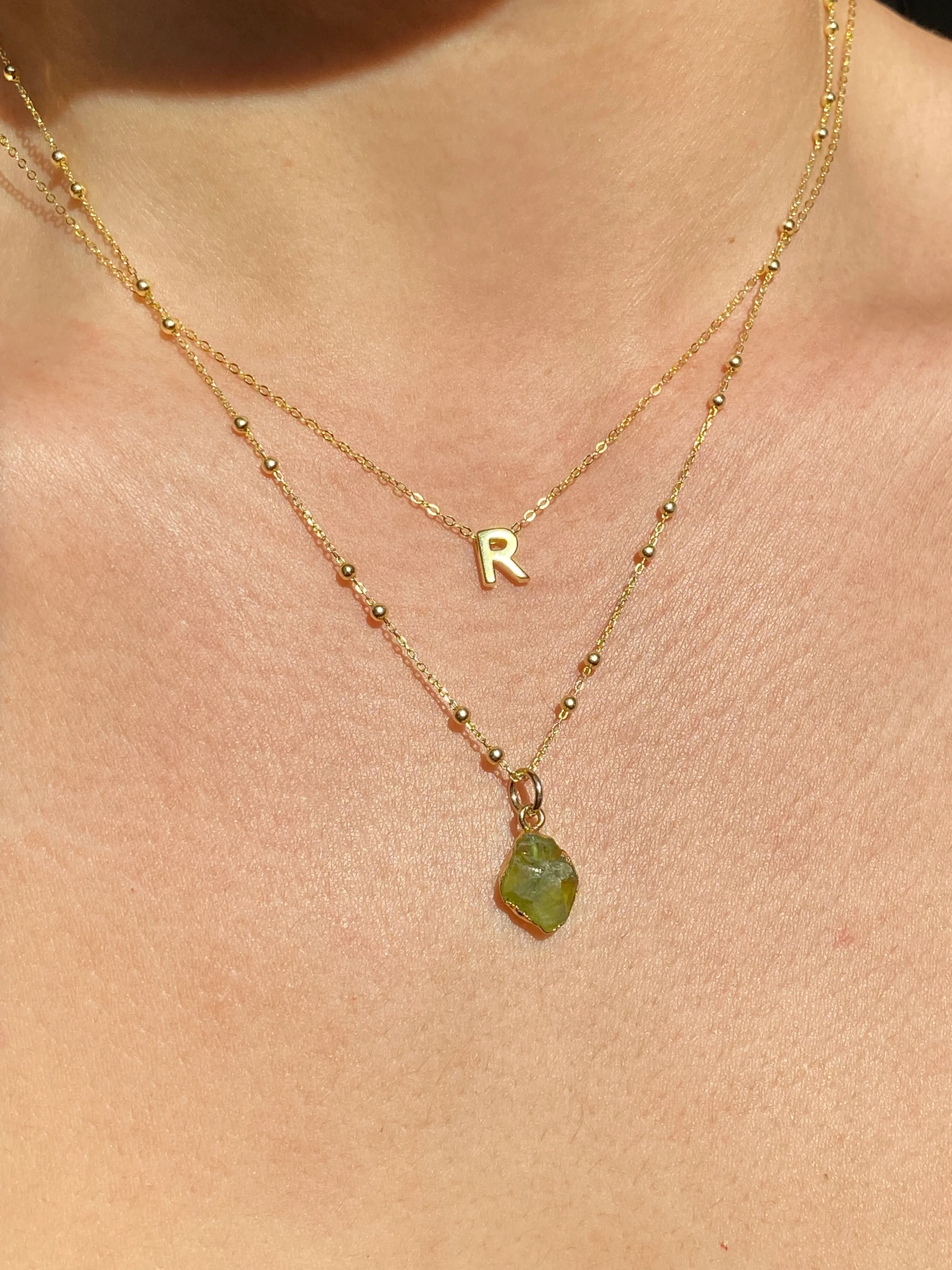 Initial & Peridot Necklace Set | August Birthstone - Image 18