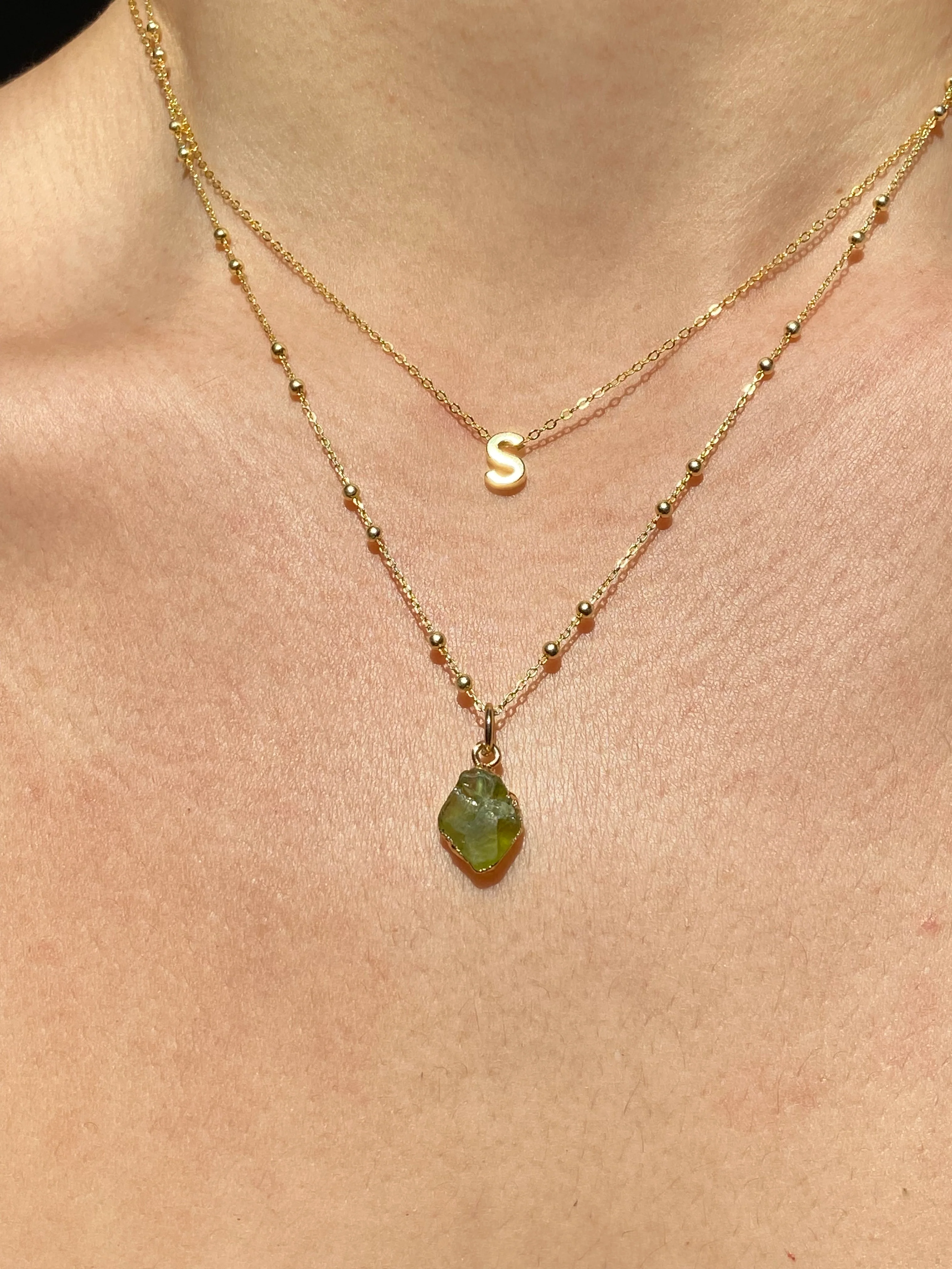 Initial & Peridot Necklace Set | August Birthstone - Image 19