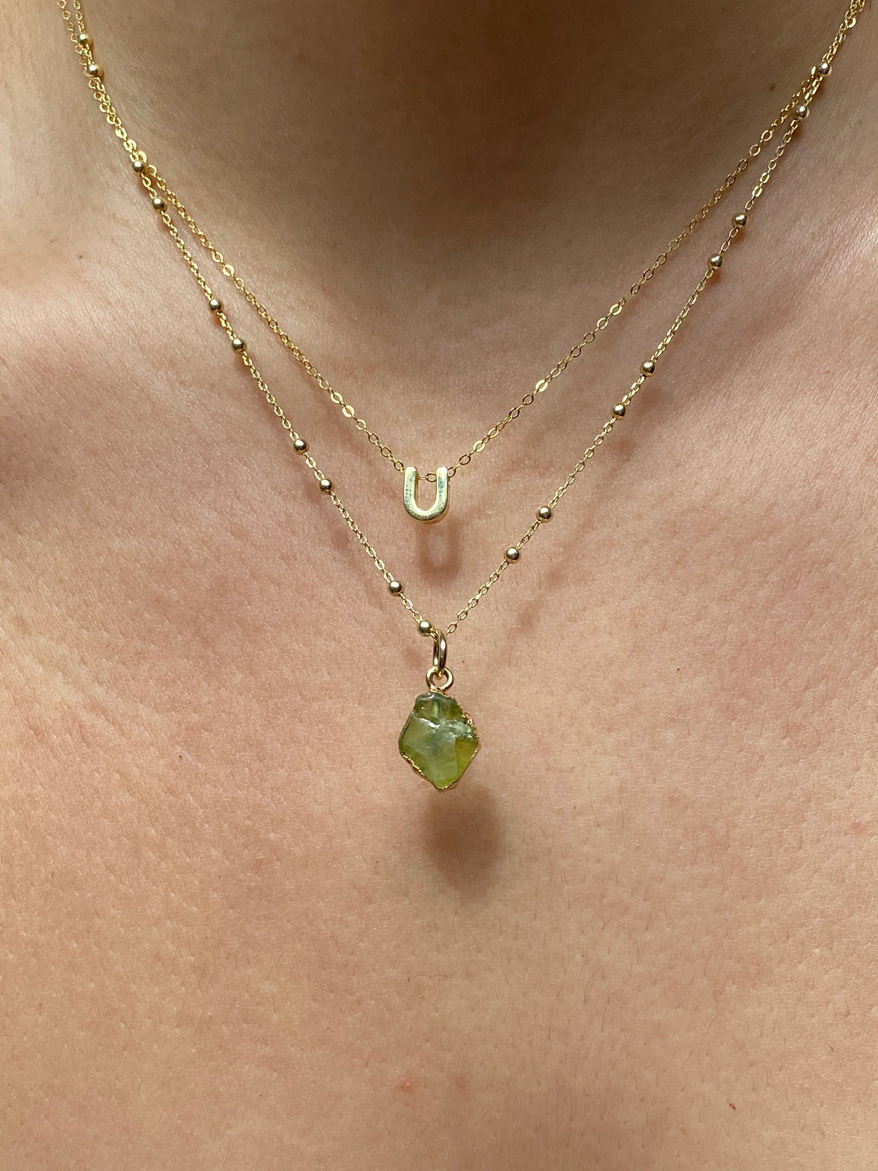 Initial & Peridot Necklace Set | August Birthstone - Image 21