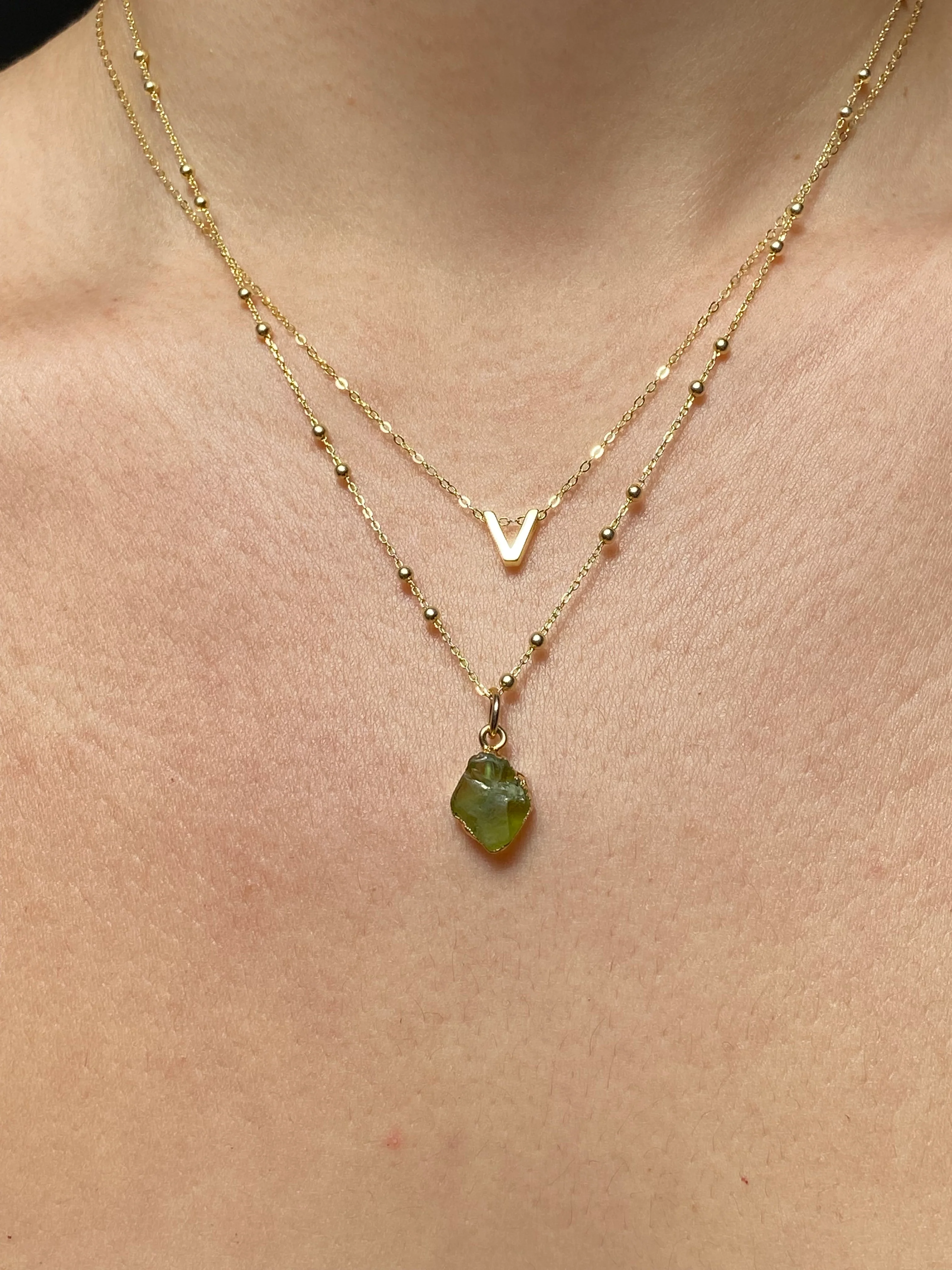 Initial & Peridot Necklace Set | August Birthstone - Image 22