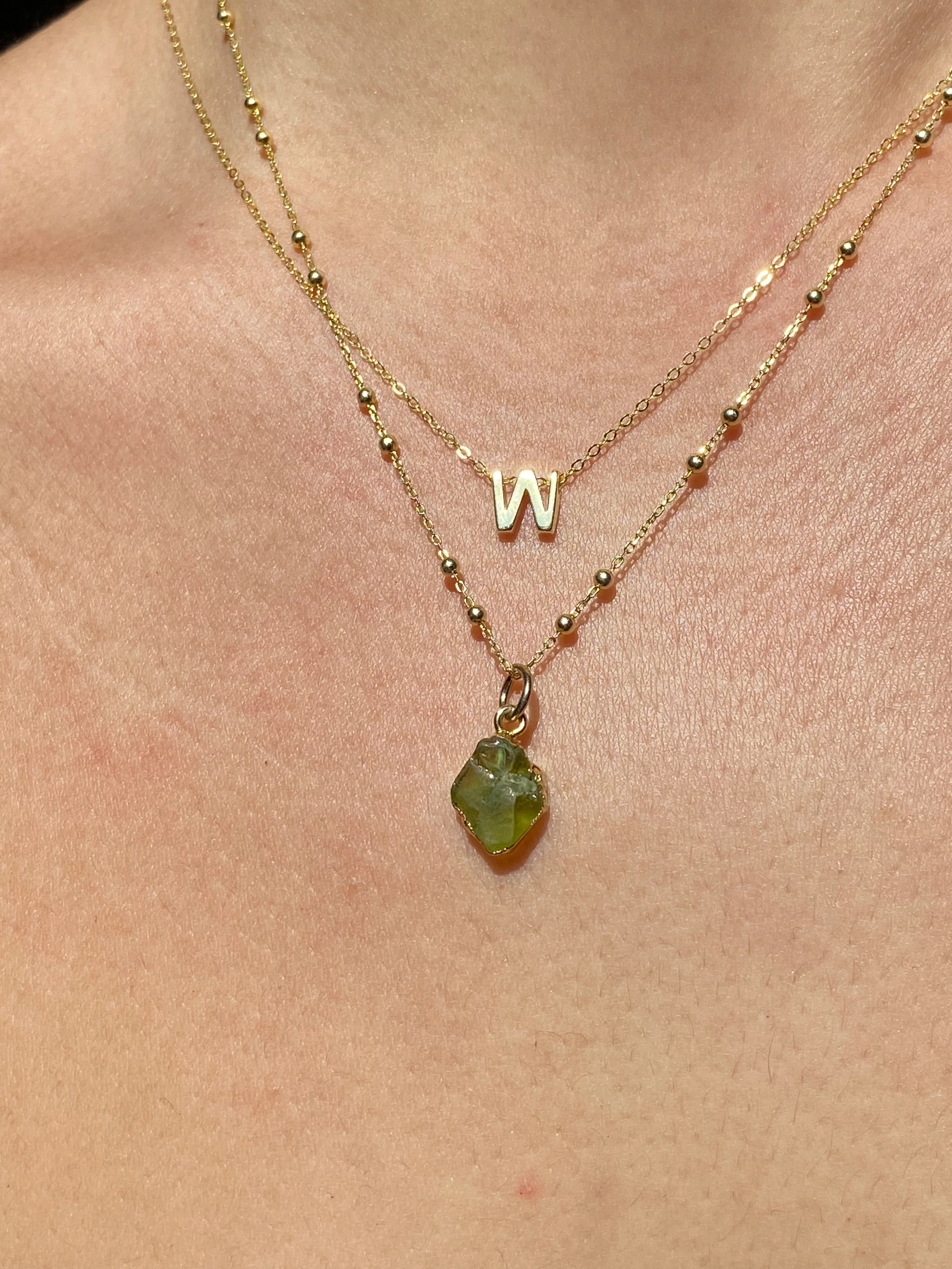 Initial & Peridot Necklace Set | August Birthstone - Image 23