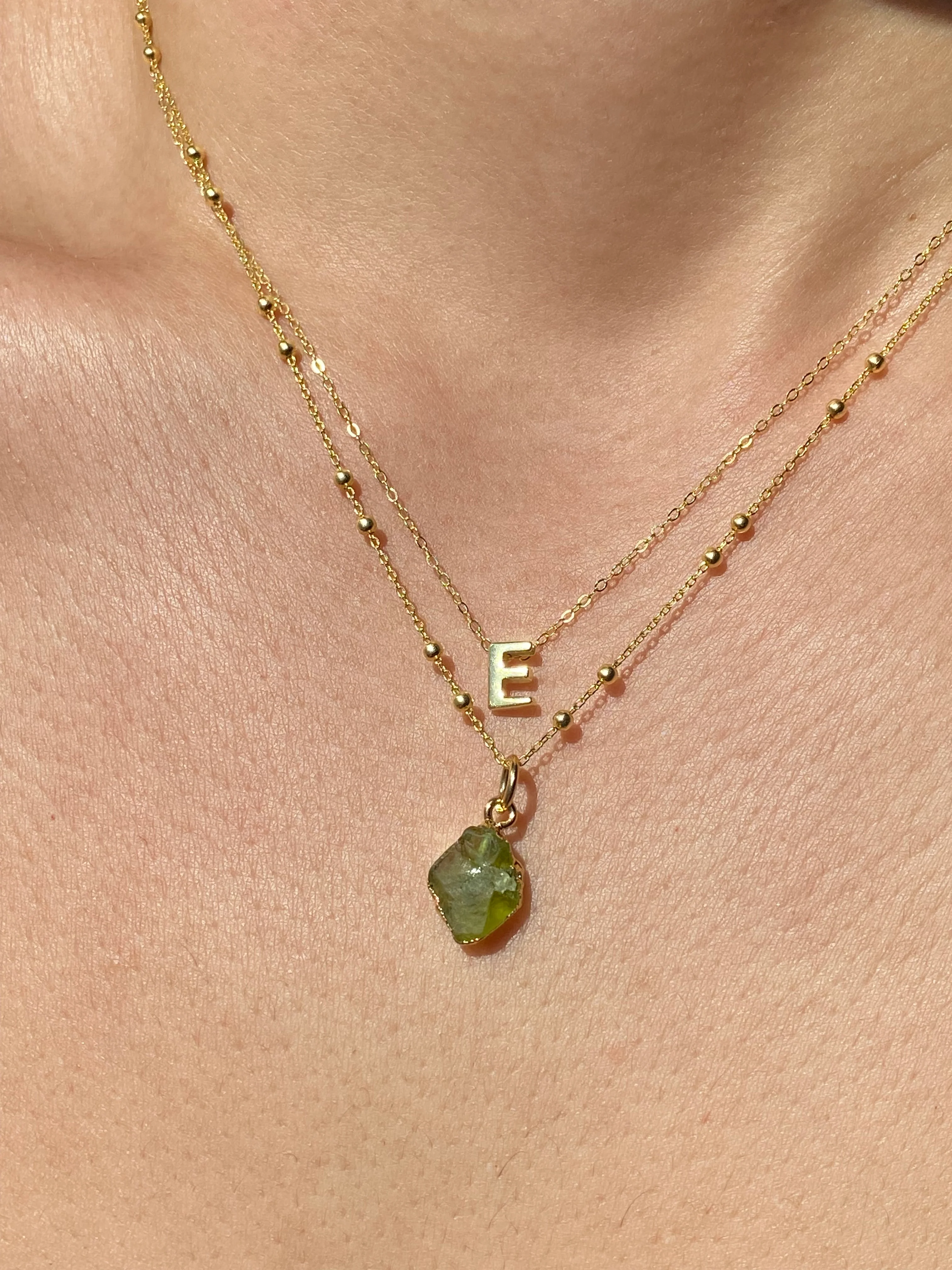 Initial & Peridot Necklace Set | August Birthstone - Image 5