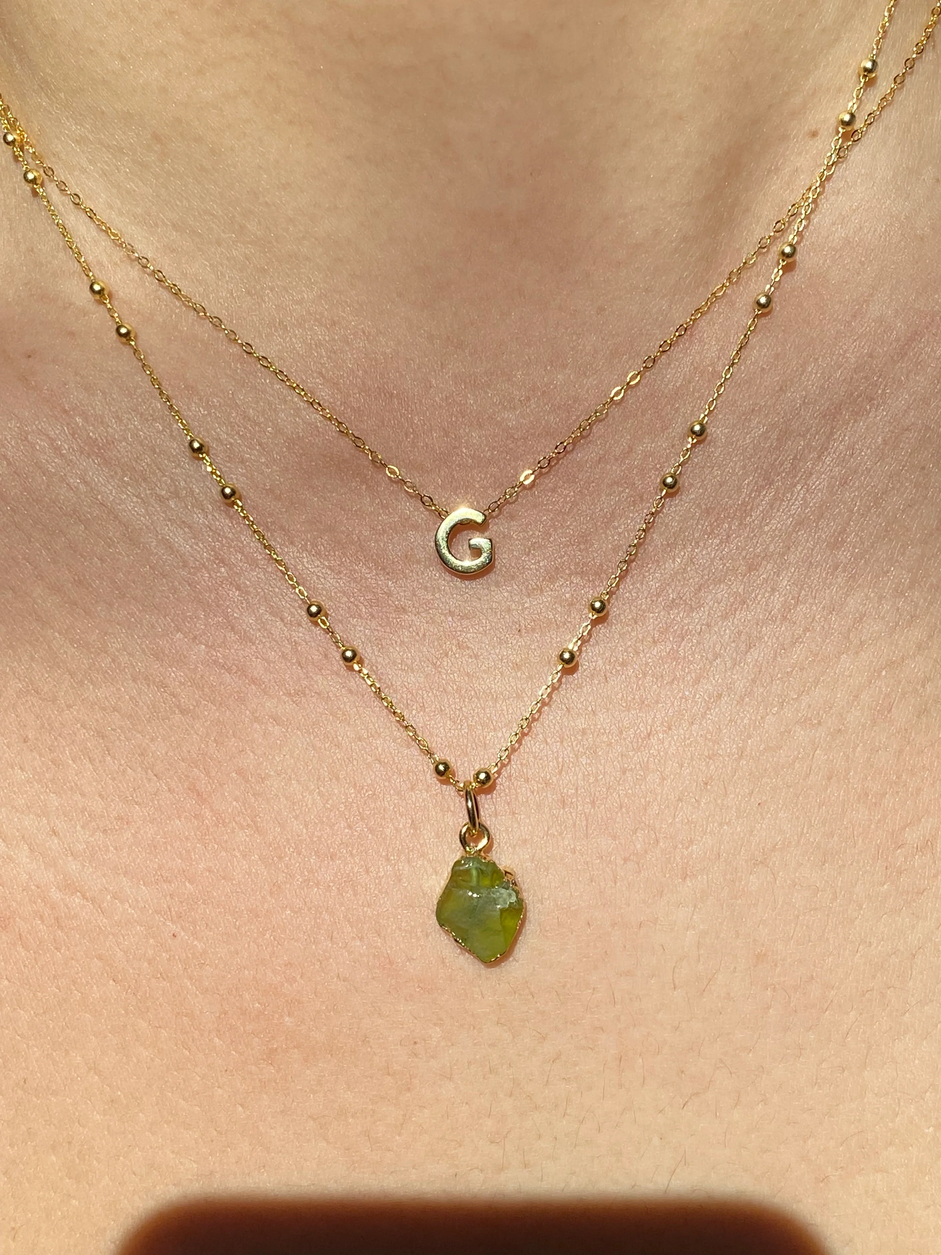 Initial & Peridot Necklace Set | August Birthstone - Image 7