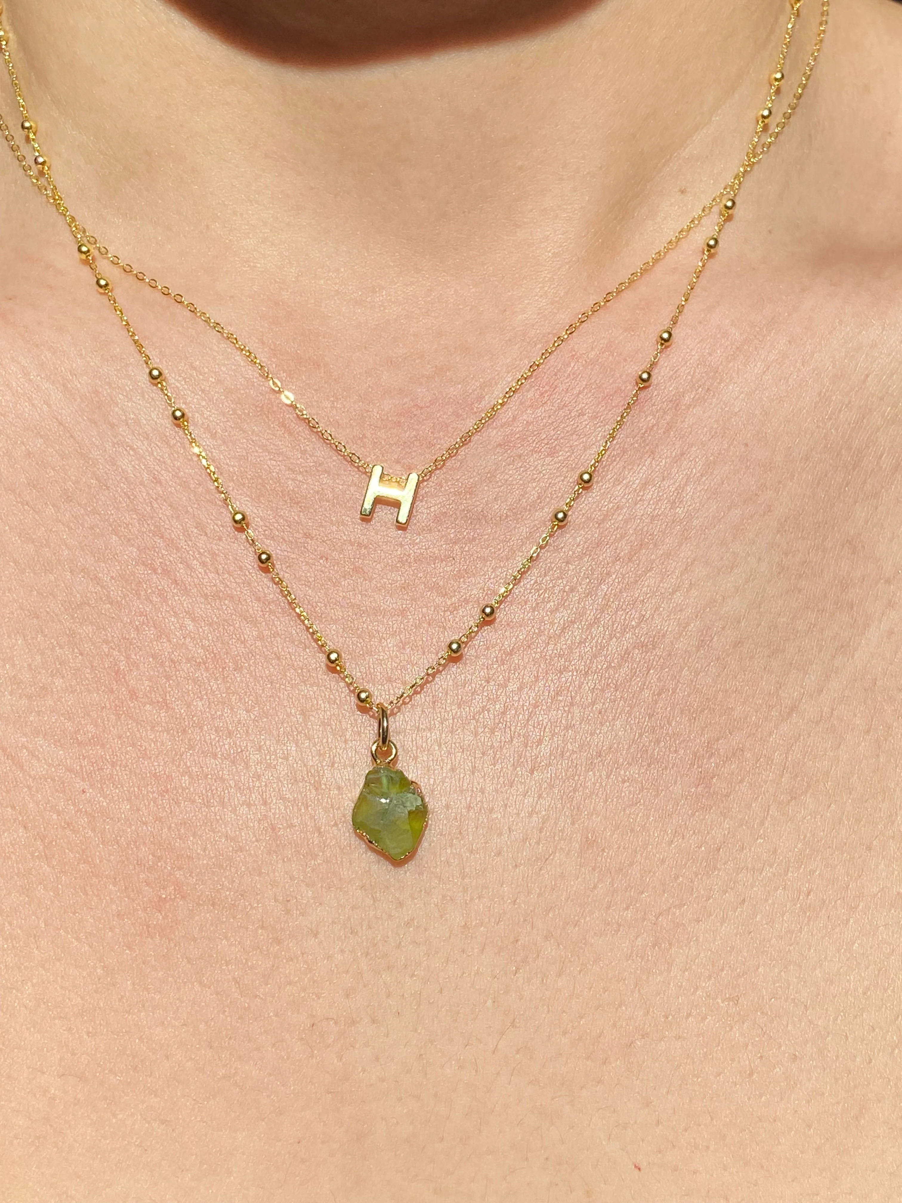 Initial & Peridot Necklace Set | August Birthstone - Image 8
