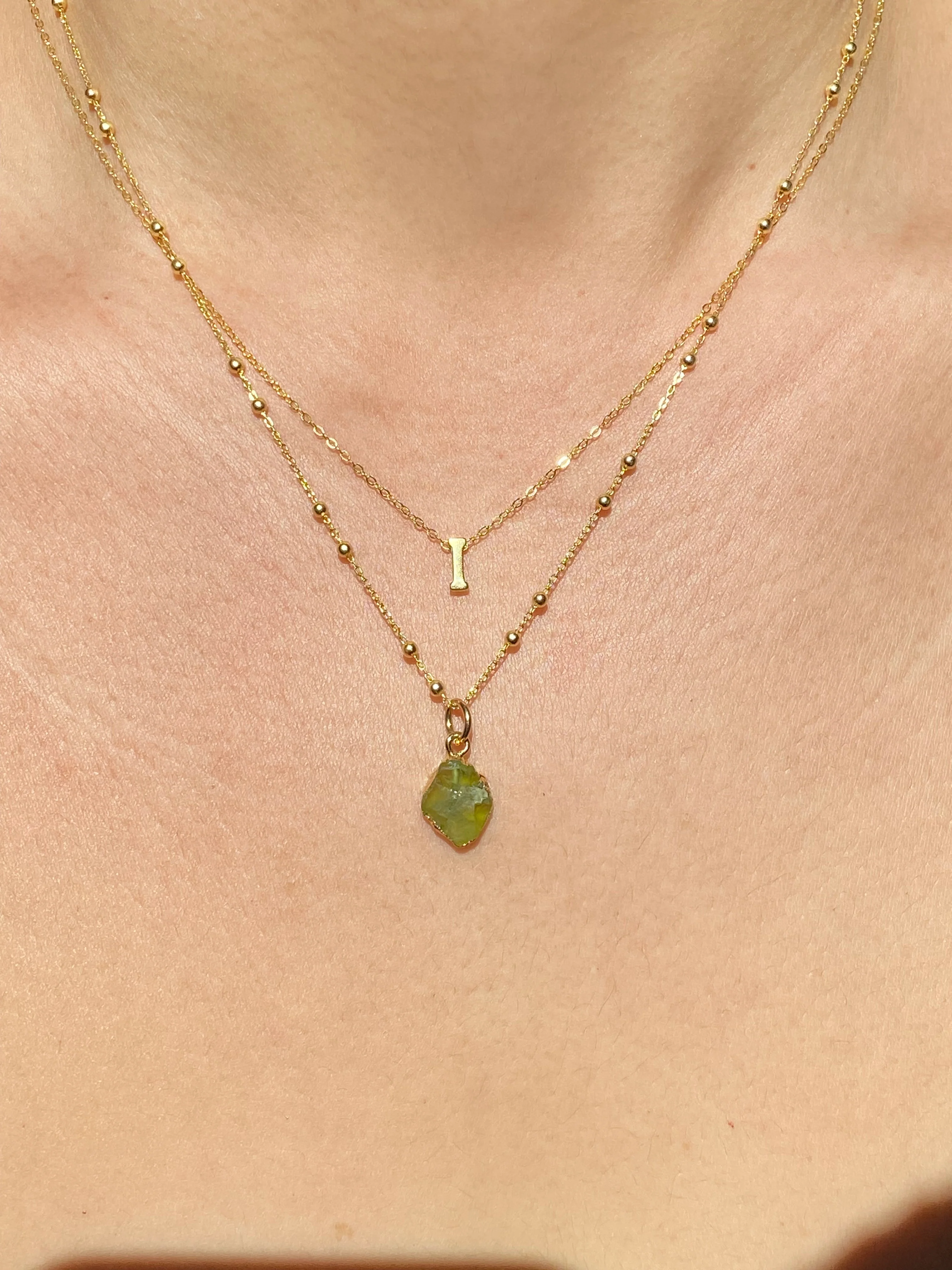 Initial & Peridot Necklace Set | August Birthstone - Image 9