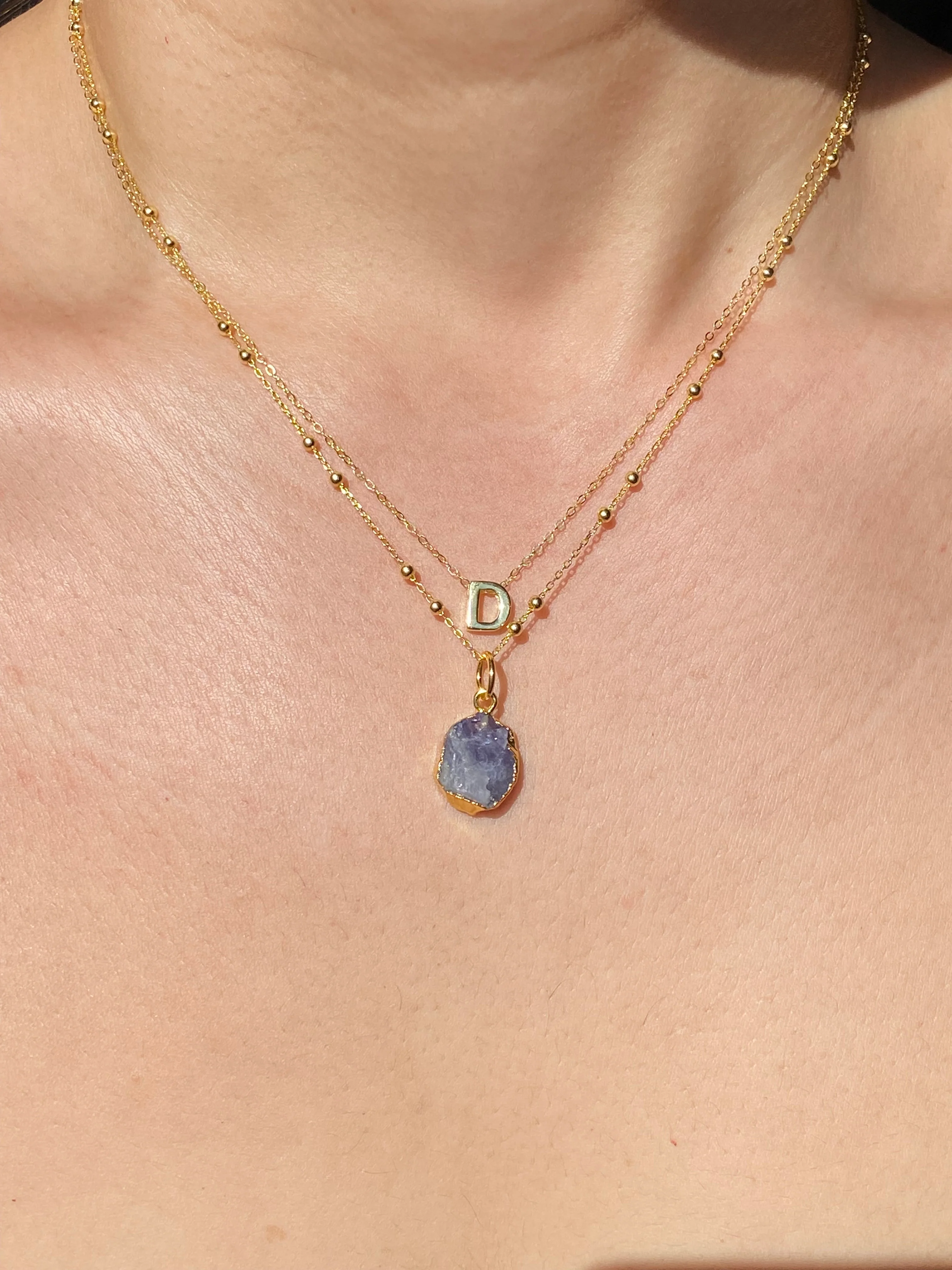 Initial & Tanzanite Necklace Set | December Birthstone - Image 3