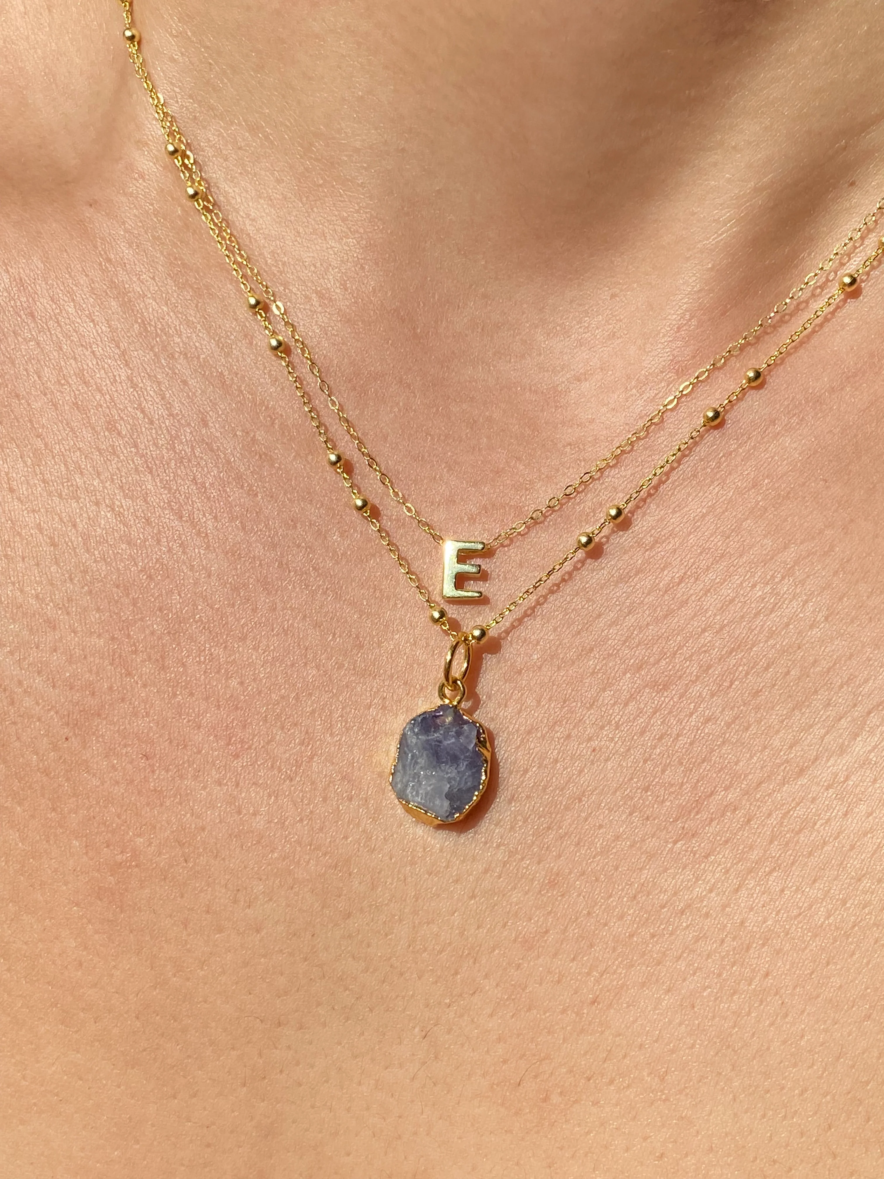 Initial & Tanzanite Necklace Set | December Birthstone - Image 4