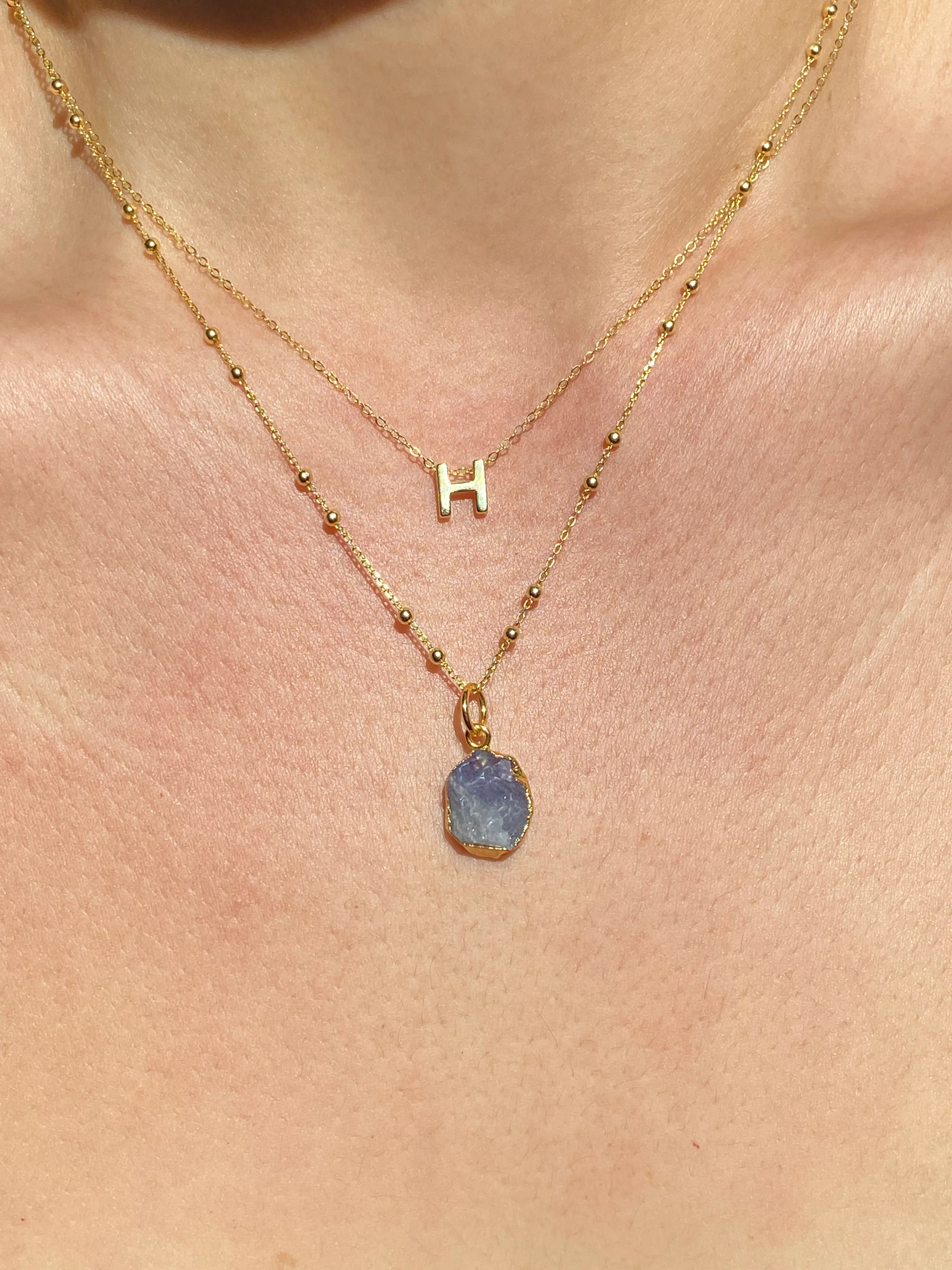 Initial & Tanzanite Necklace Set | December Birthstone - Image 7