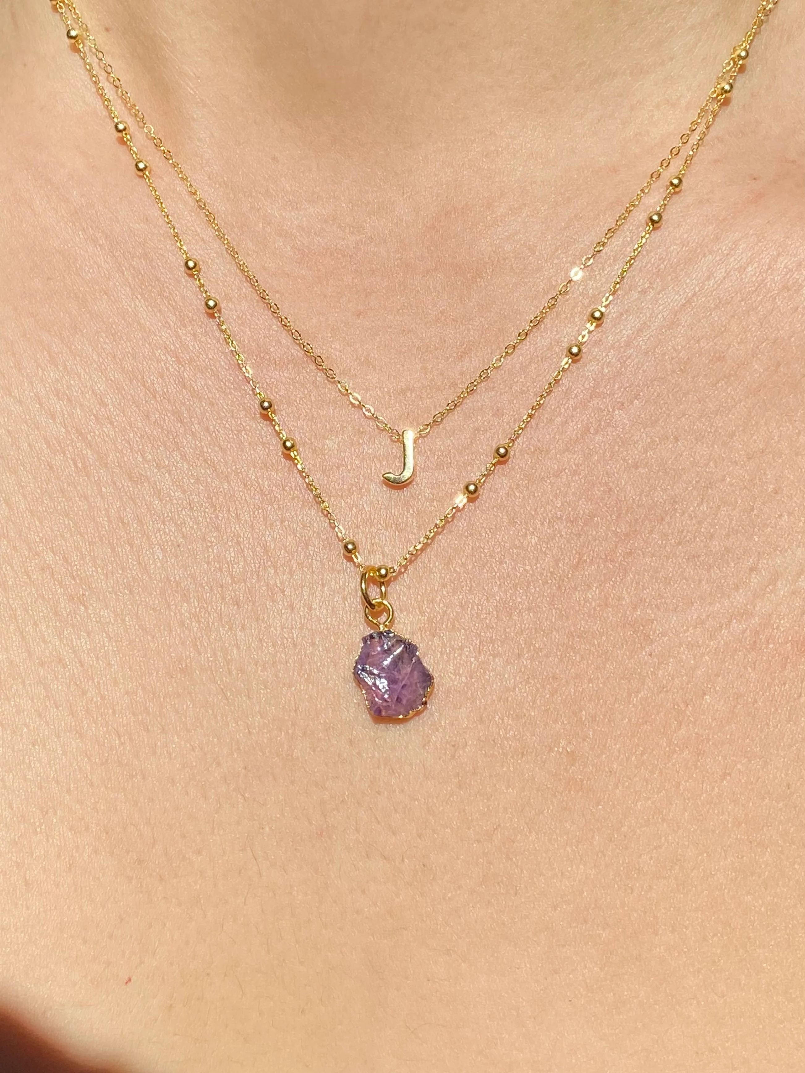 Initial & Amethyst Necklace Set | February Birthstone - Image 10
