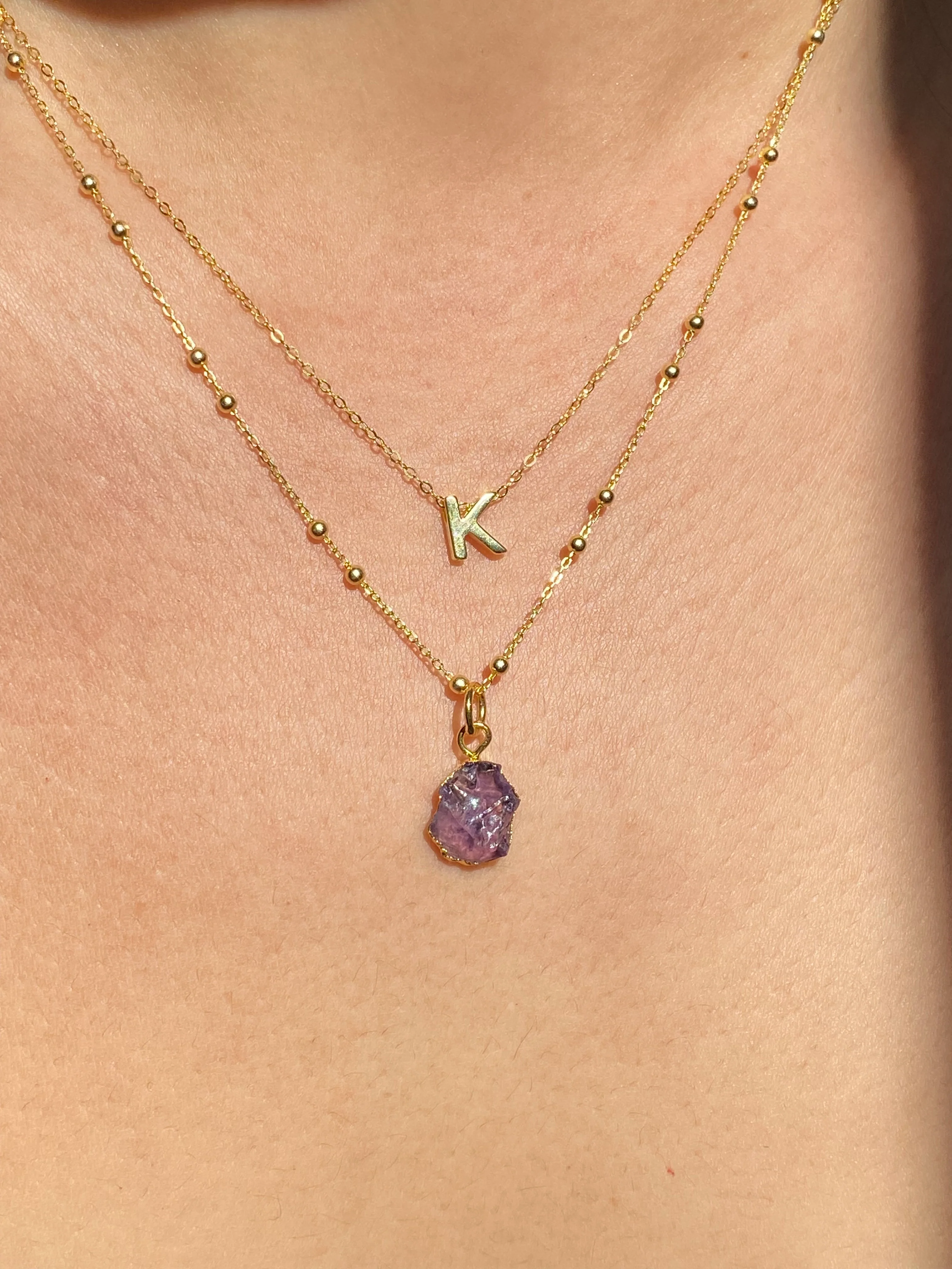 Initial & Amethyst Necklace Set | February Birthstone - Image 11