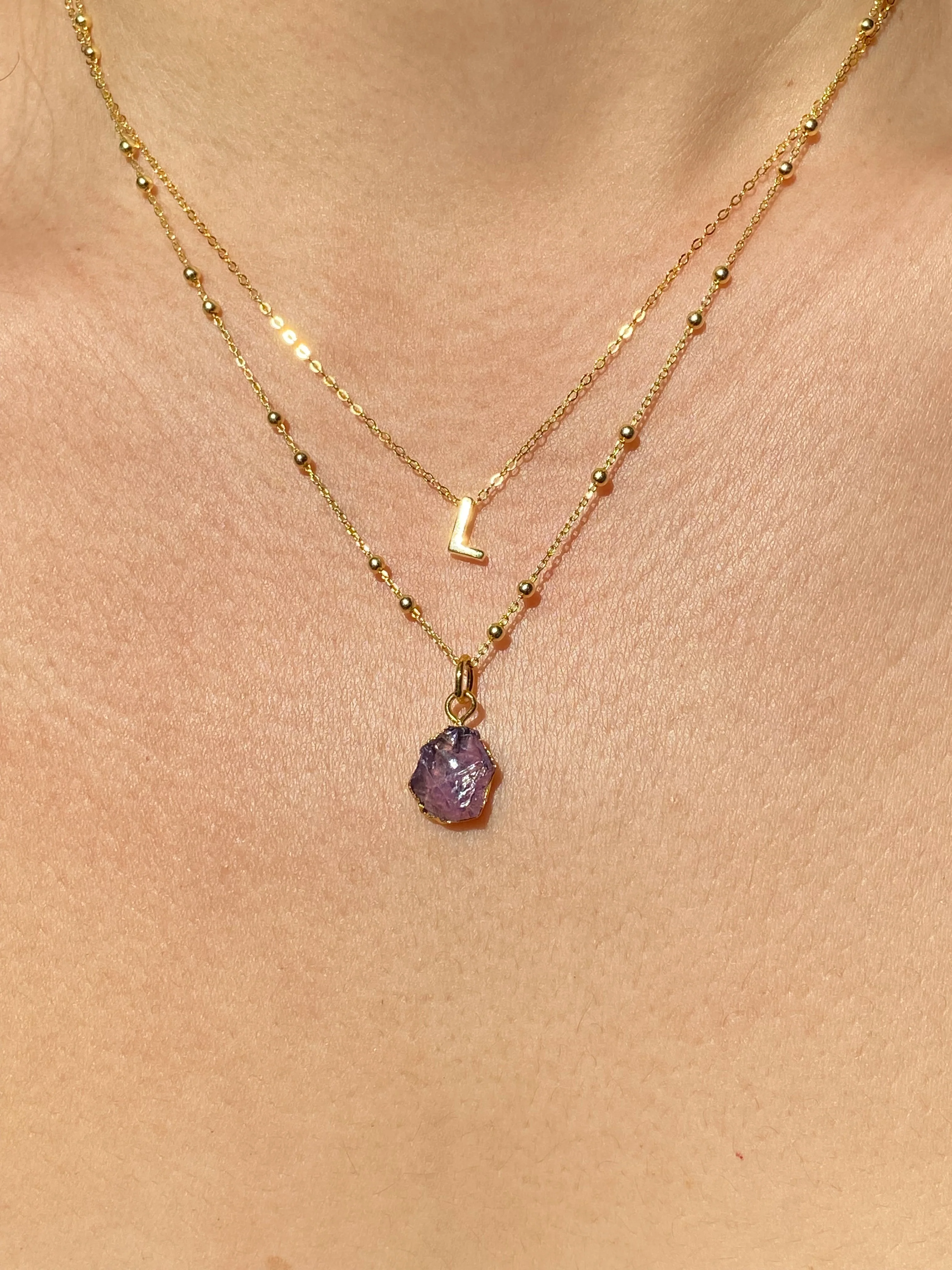 Initial & Amethyst Necklace Set | February Birthstone - Image 12