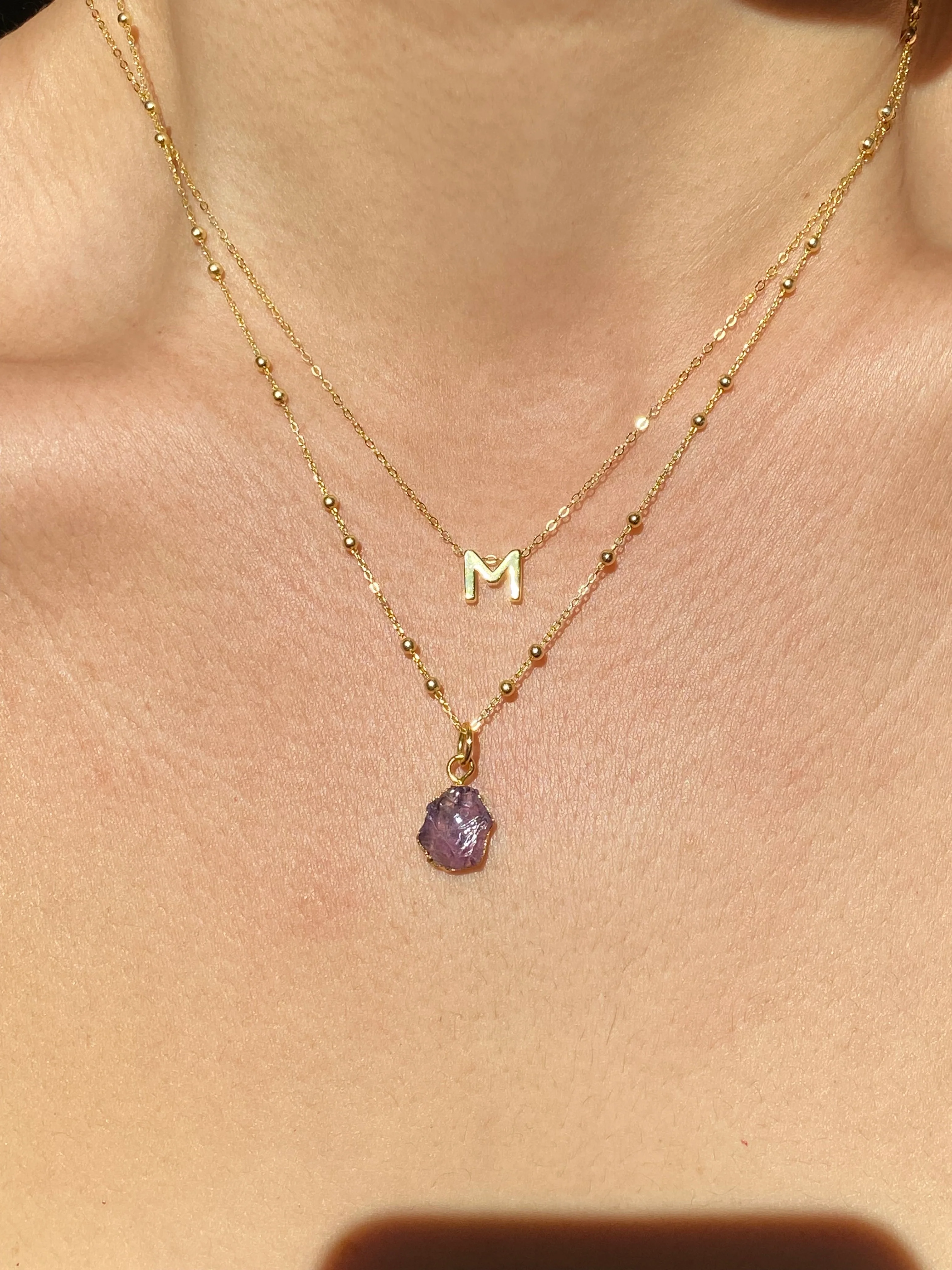 Initial & Amethyst Necklace Set | February Birthstone - Image 13