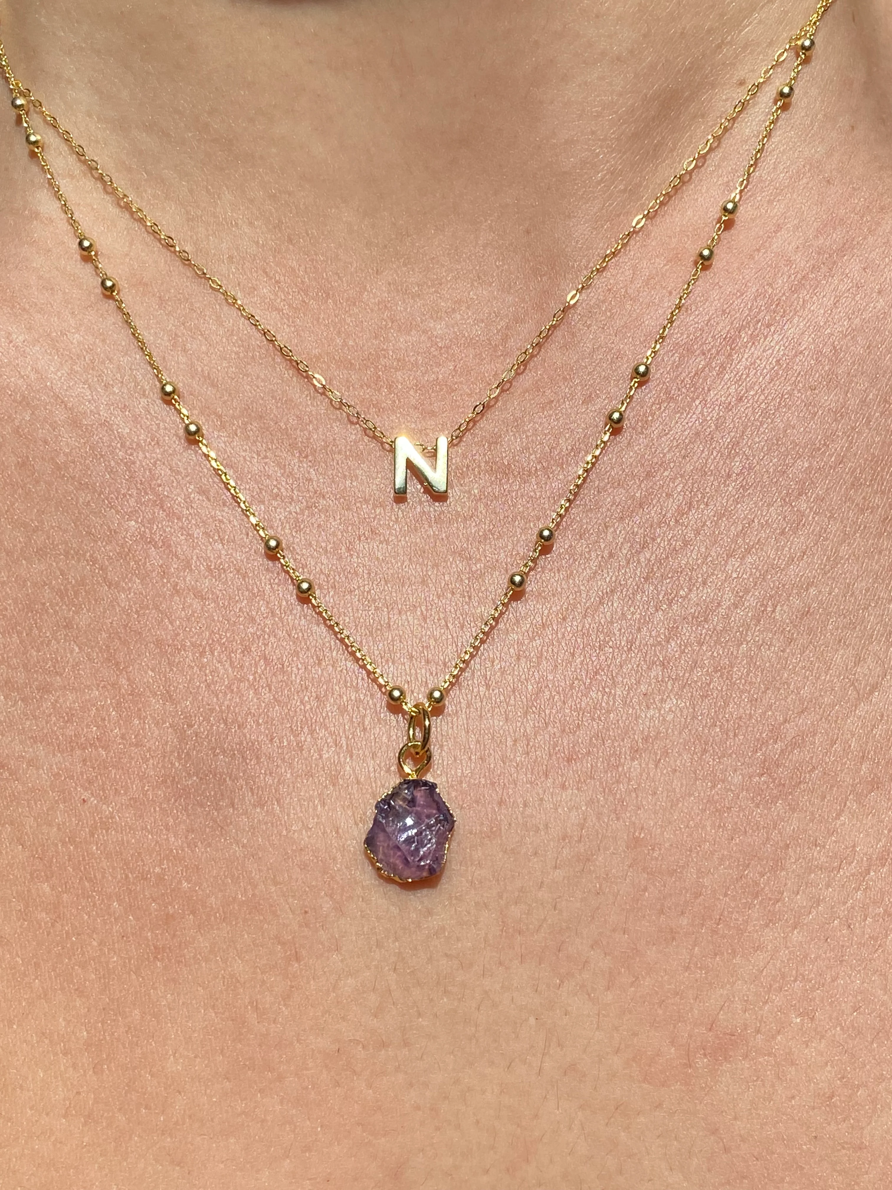 Initial & Amethyst Necklace Set | February Birthstone - Image 14