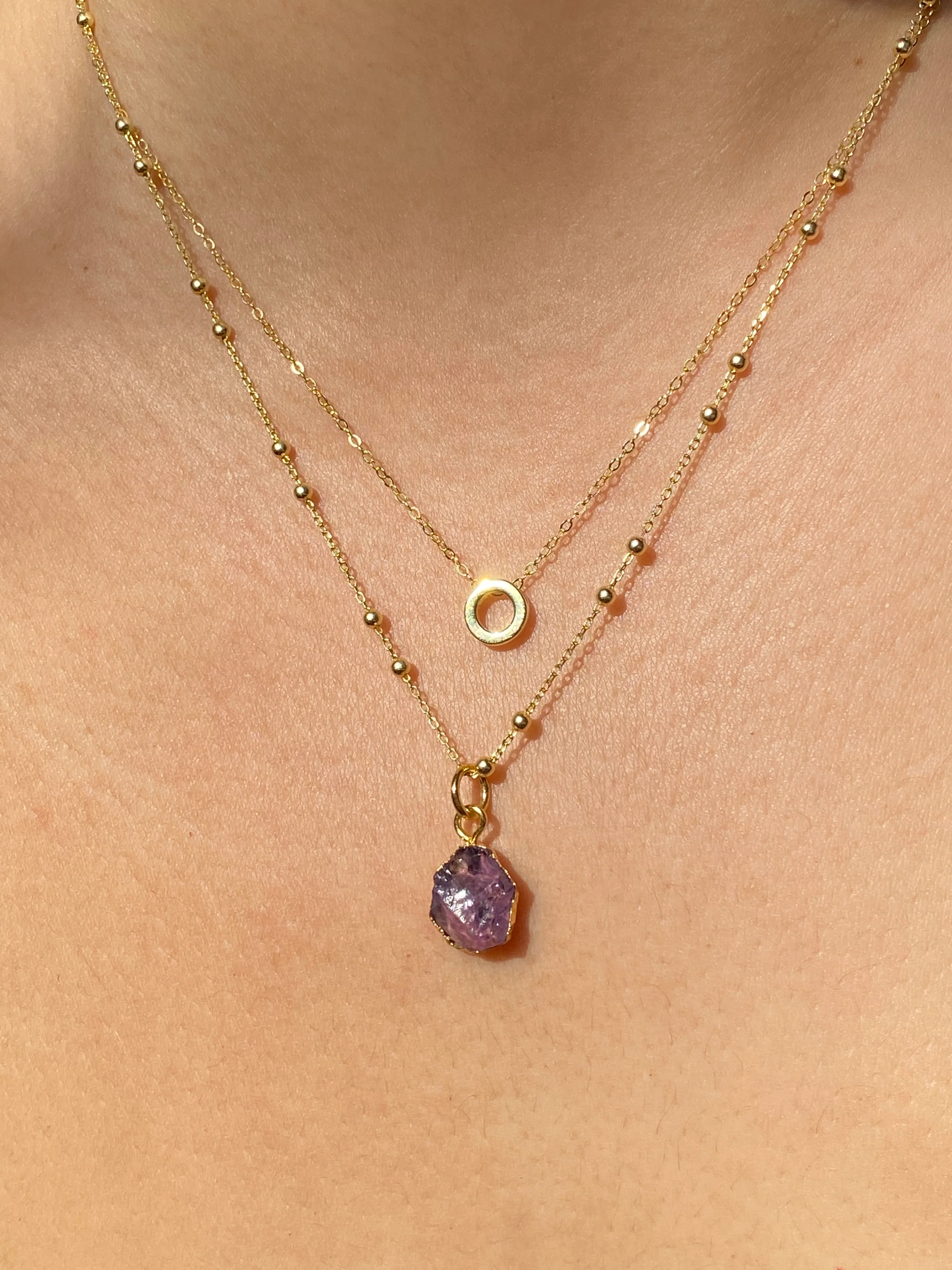 Initial & Amethyst Necklace Set | February Birthstone - Image 15