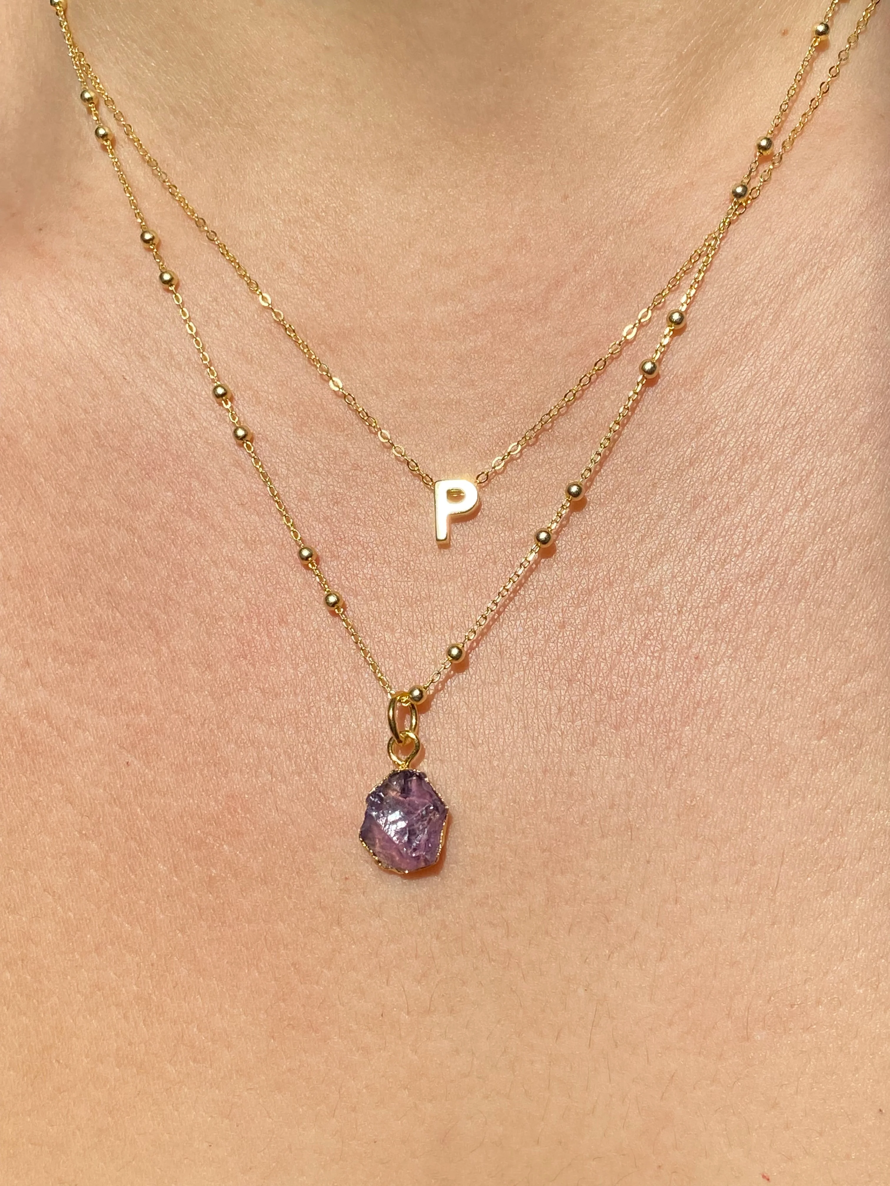 Initial & Amethyst Necklace Set | February Birthstone - Image 16