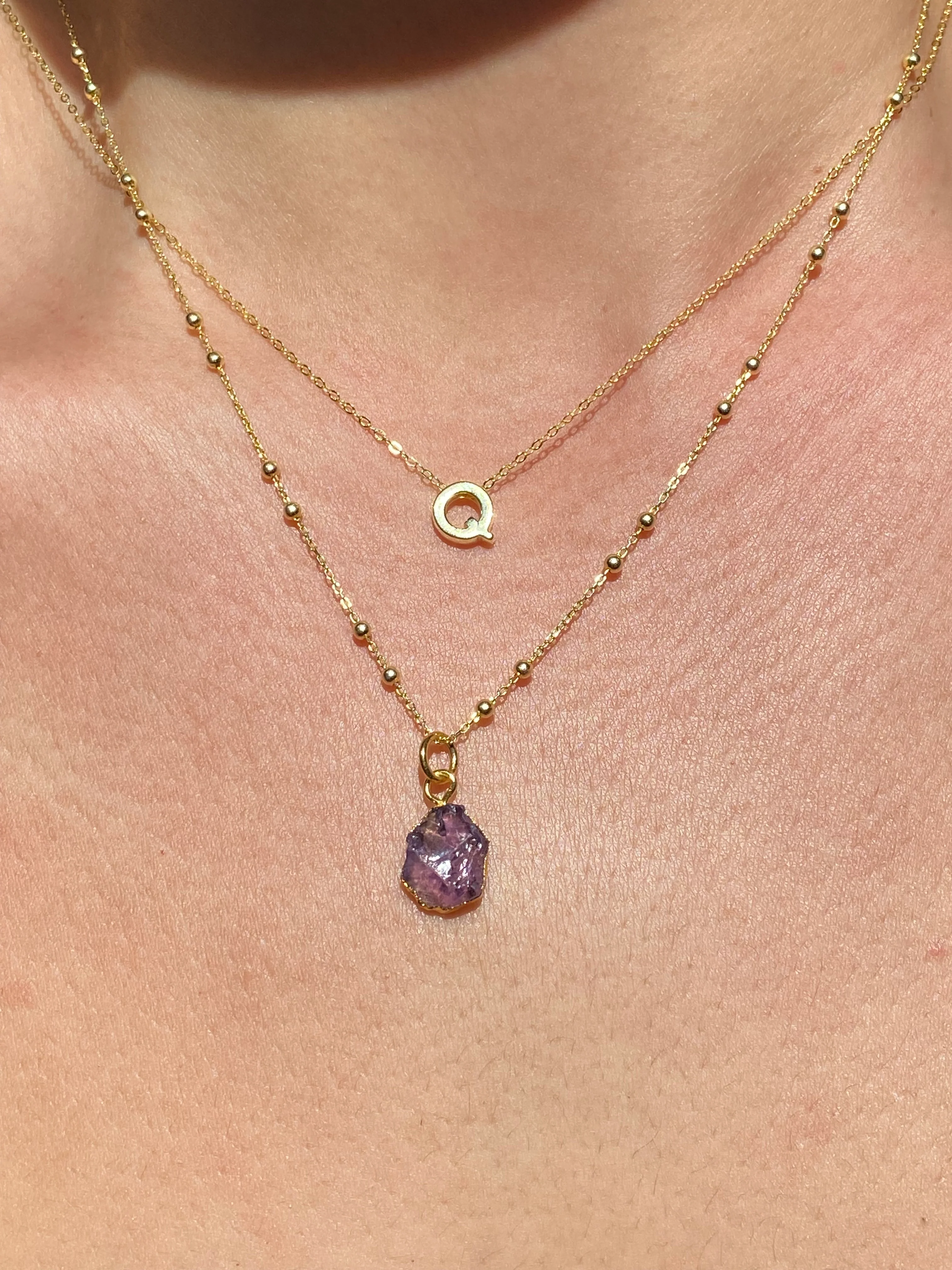 Initial & Amethyst Necklace Set | February Birthstone - Image 17
