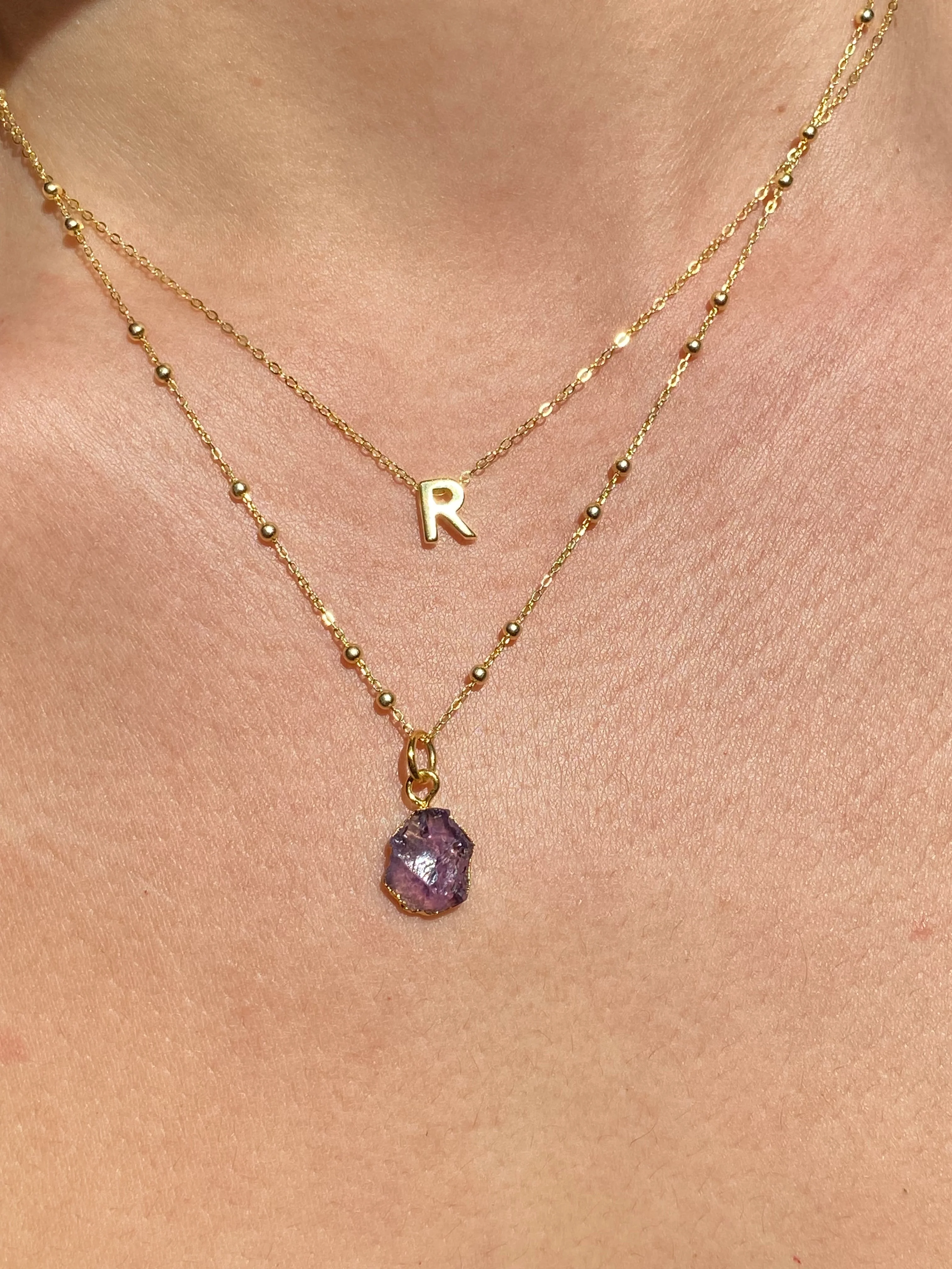 Initial & Amethyst Necklace Set | February Birthstone - Image 18