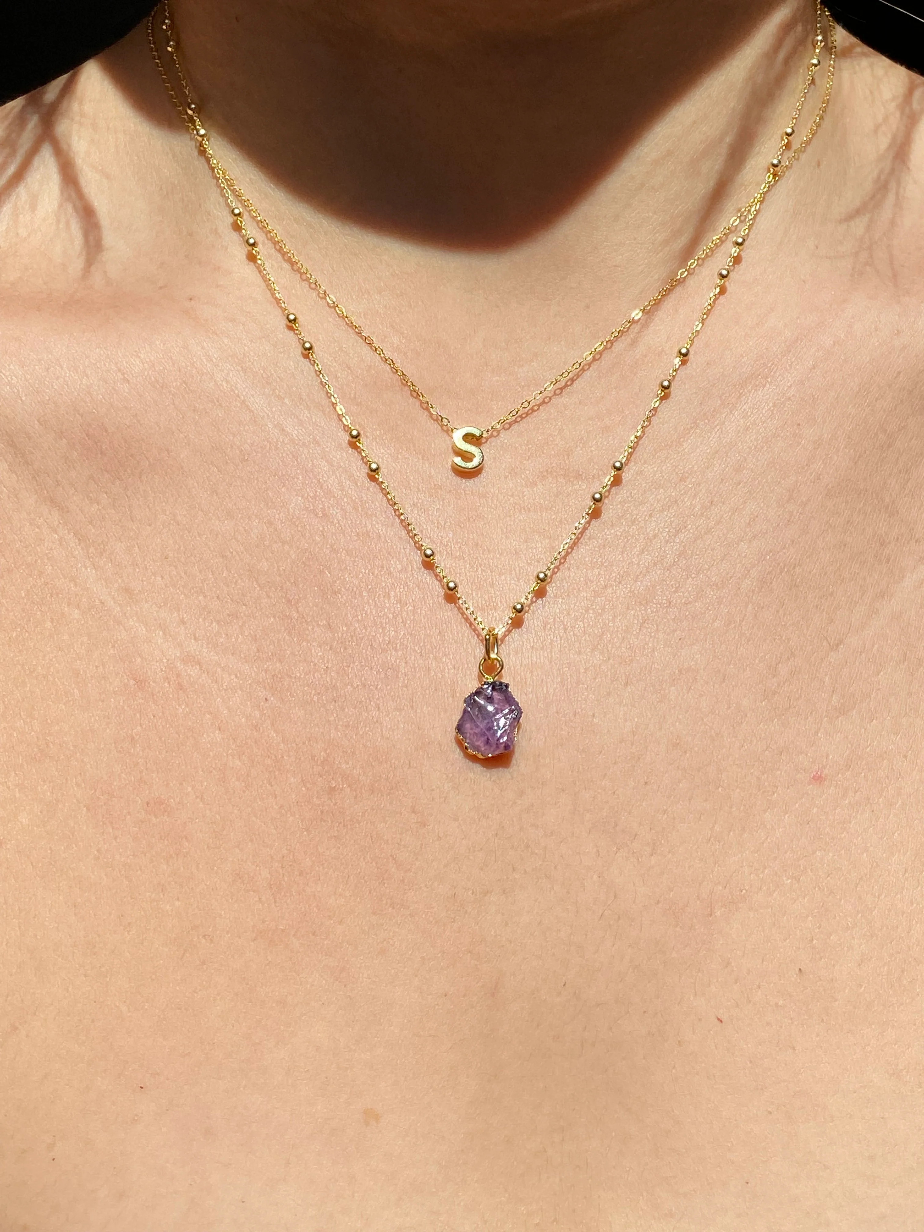 Initial & Amethyst Necklace Set | February Birthstone - Image 19