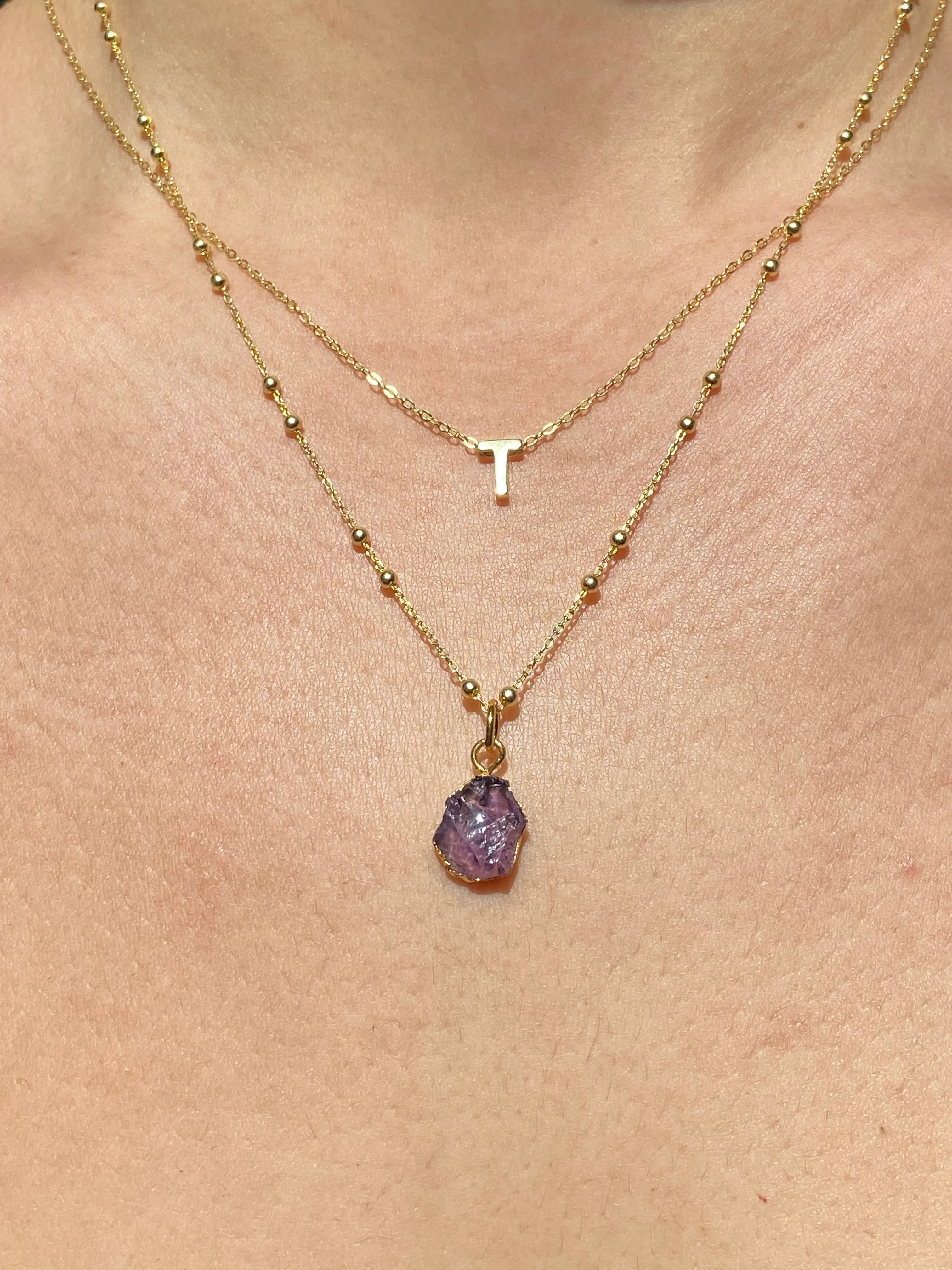 Initial & Amethyst Necklace Set | February Birthstone - Image 20