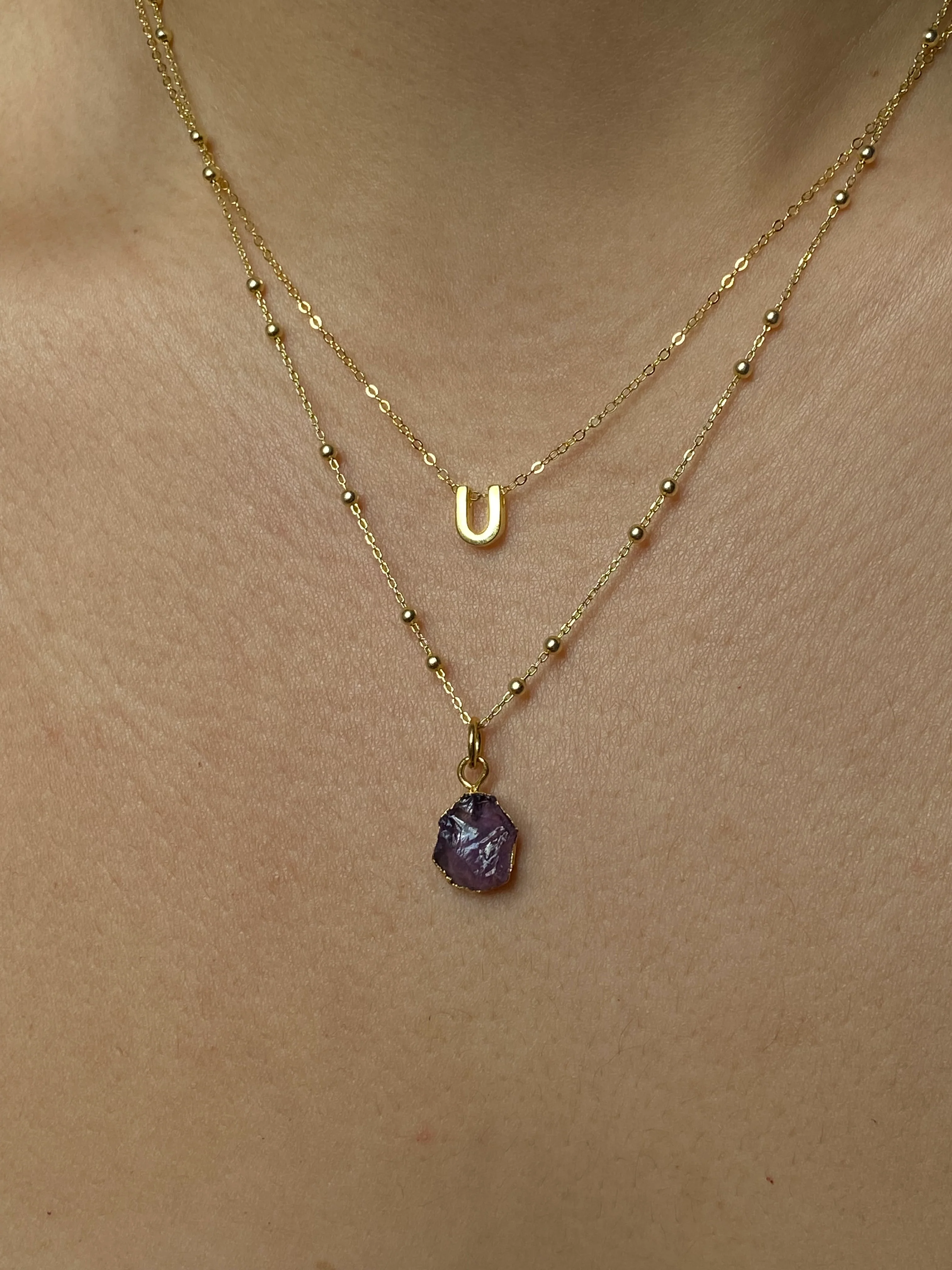 Initial & Amethyst Necklace Set | February Birthstone - Image 21