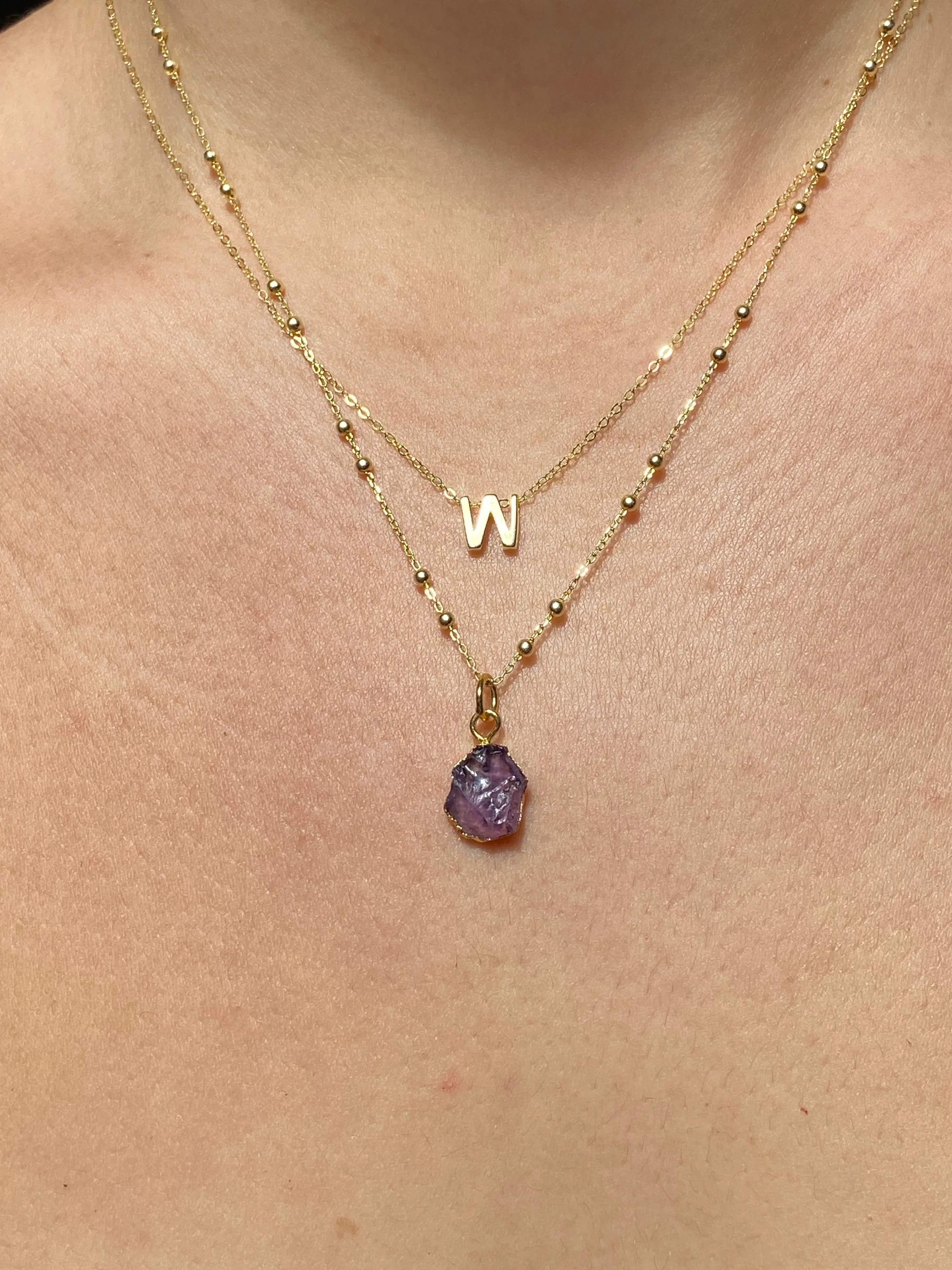 Initial & Amethyst Necklace Set | February Birthstone - Image 23