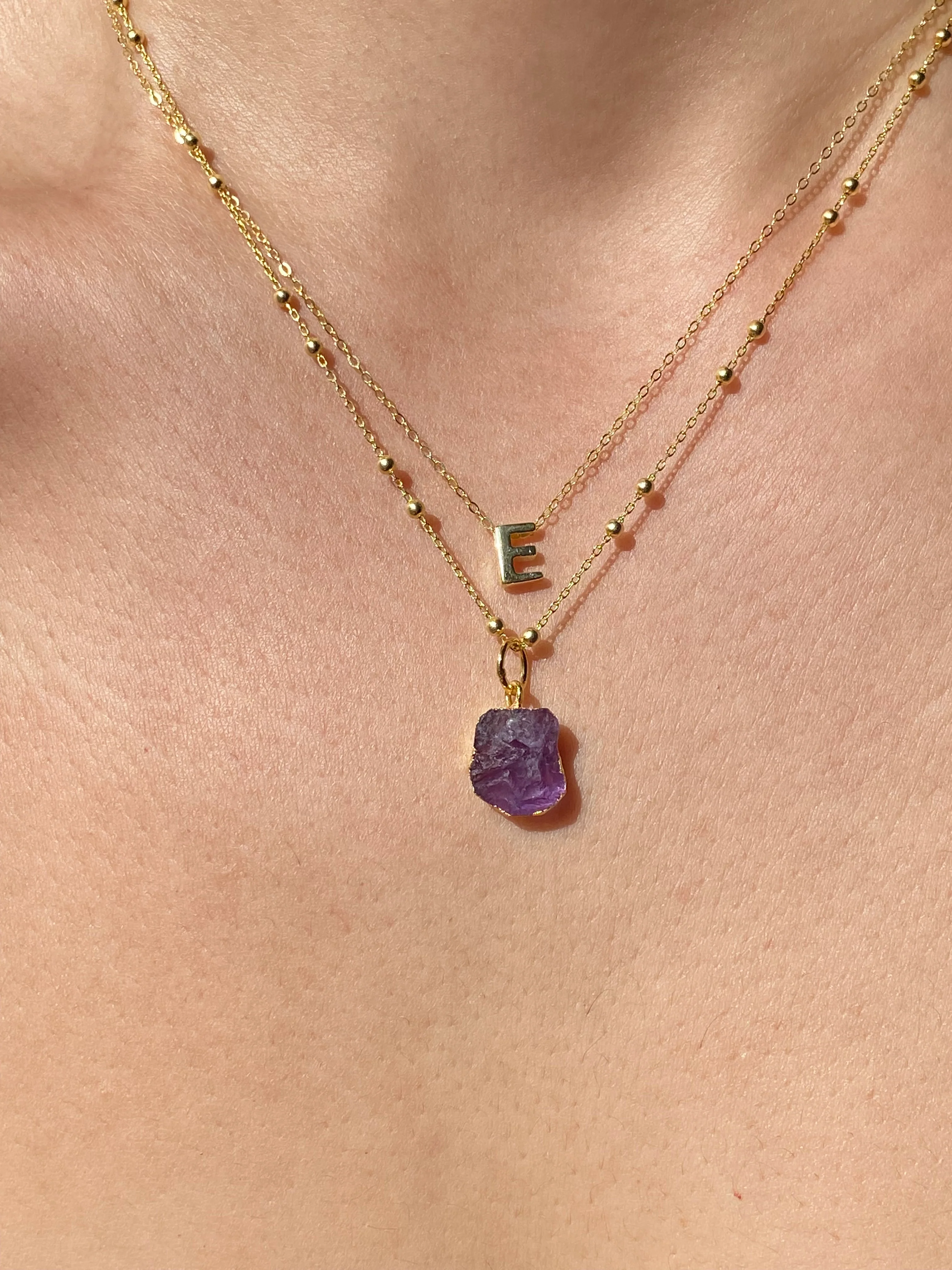Initial & Amethyst Necklace Set | February Birthstone - Image 5