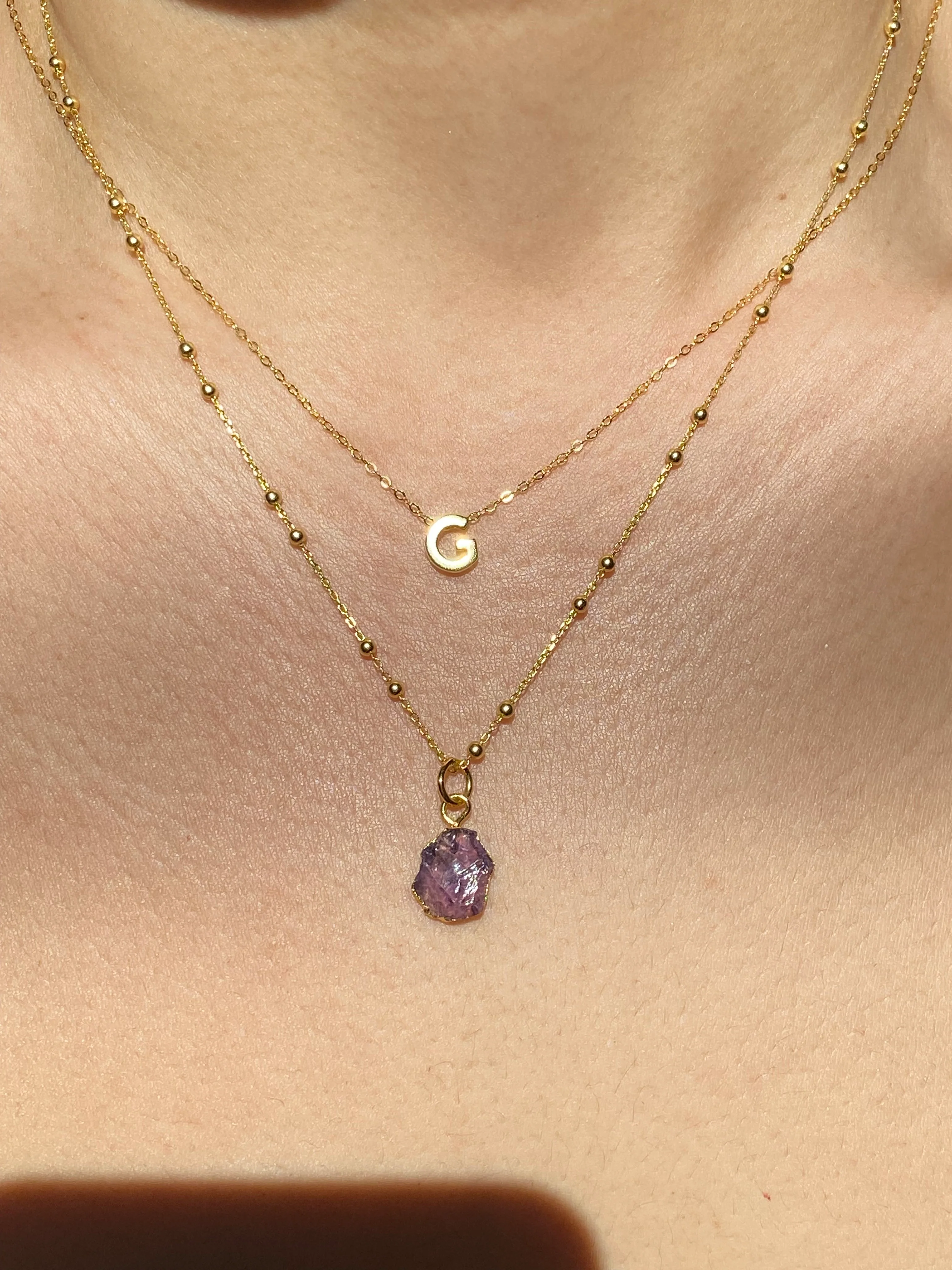 Initial & Amethyst Necklace Set | February Birthstone - Image 7