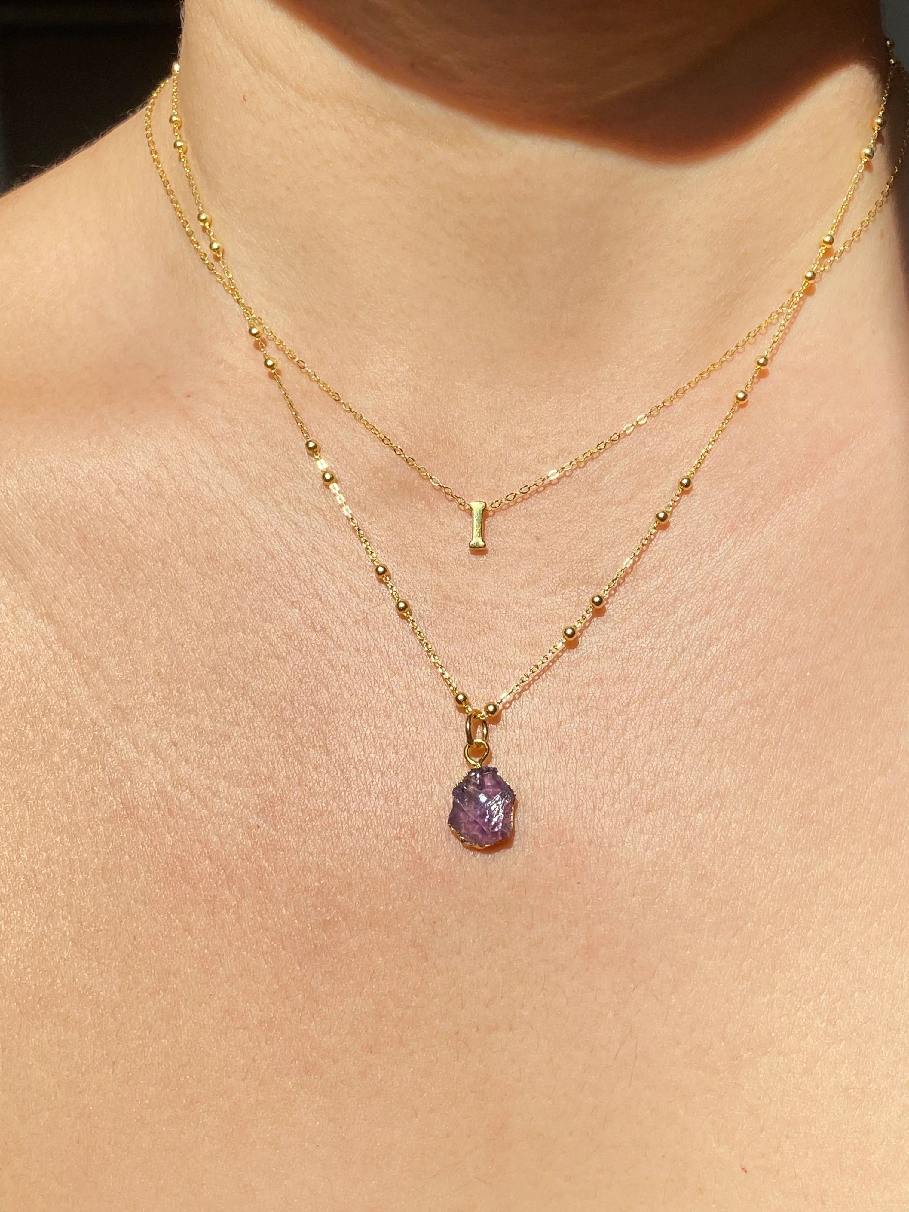 Initial & Amethyst Necklace Set | February Birthstone - Image 9