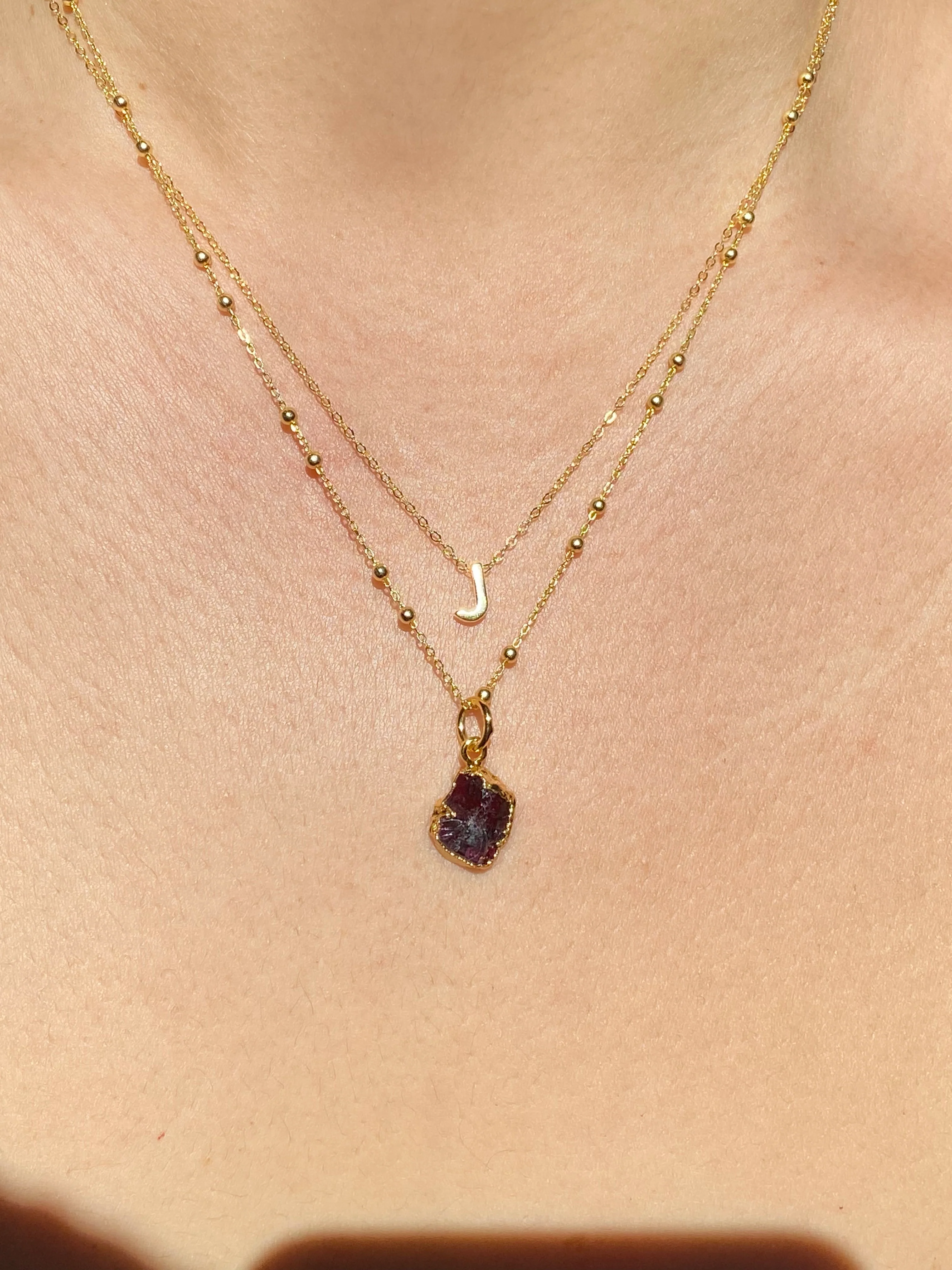 Initial & Garnet Necklace Set | January Birthstone - Image 10