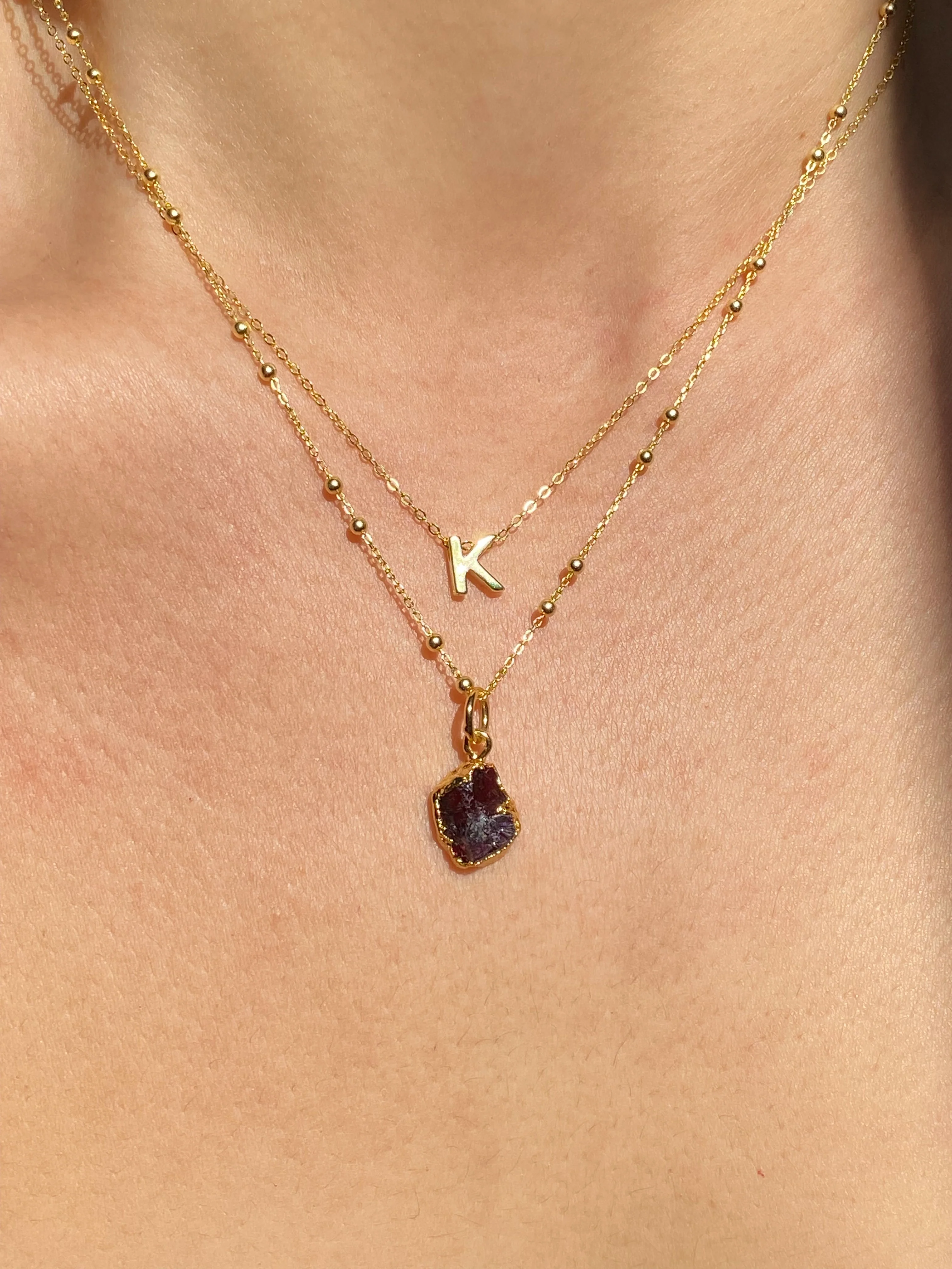 Initial & Garnet Necklace Set | January Birthstone - Image 11