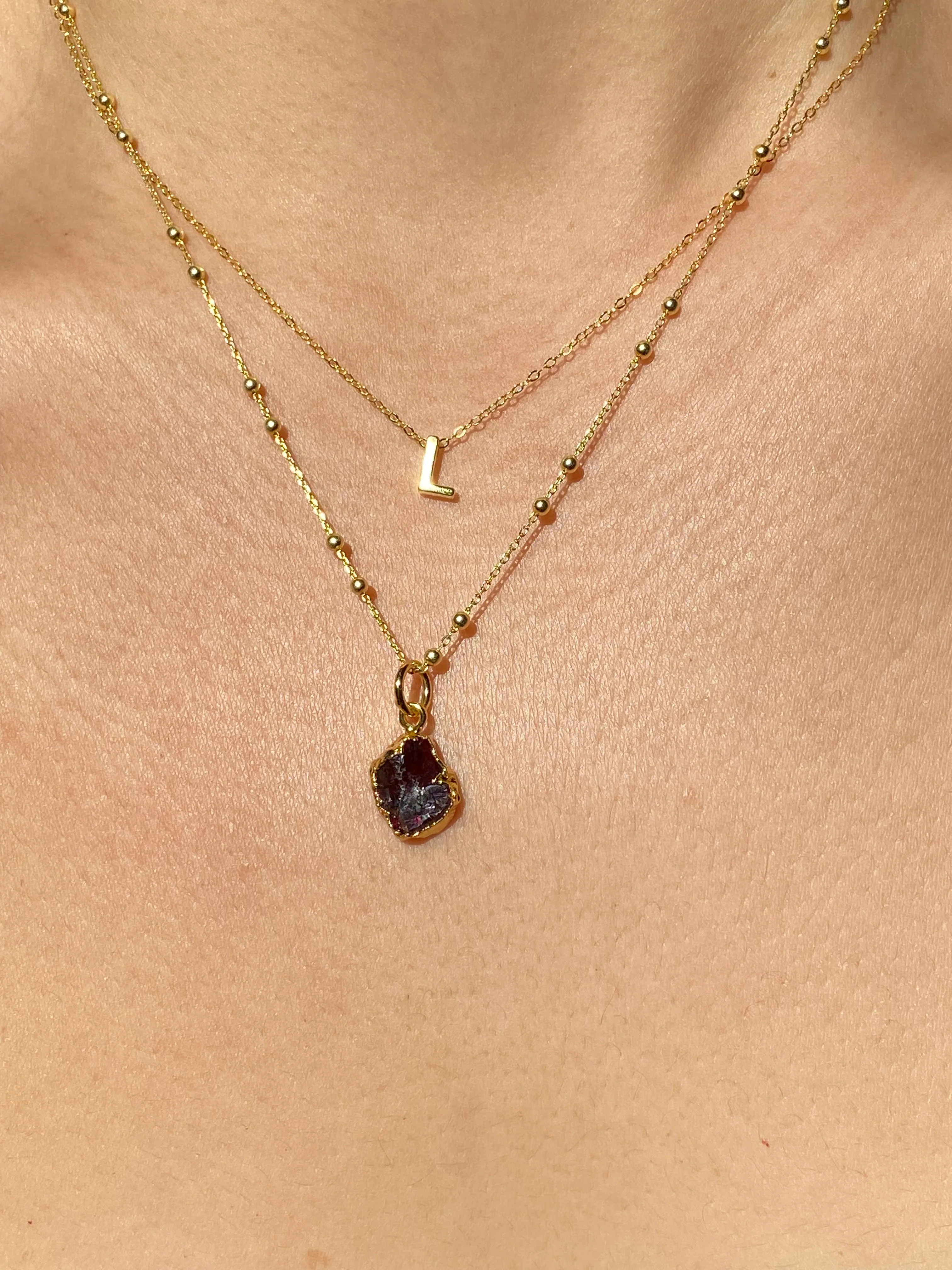 Initial & Garnet Necklace Set | January Birthstone - Image 12