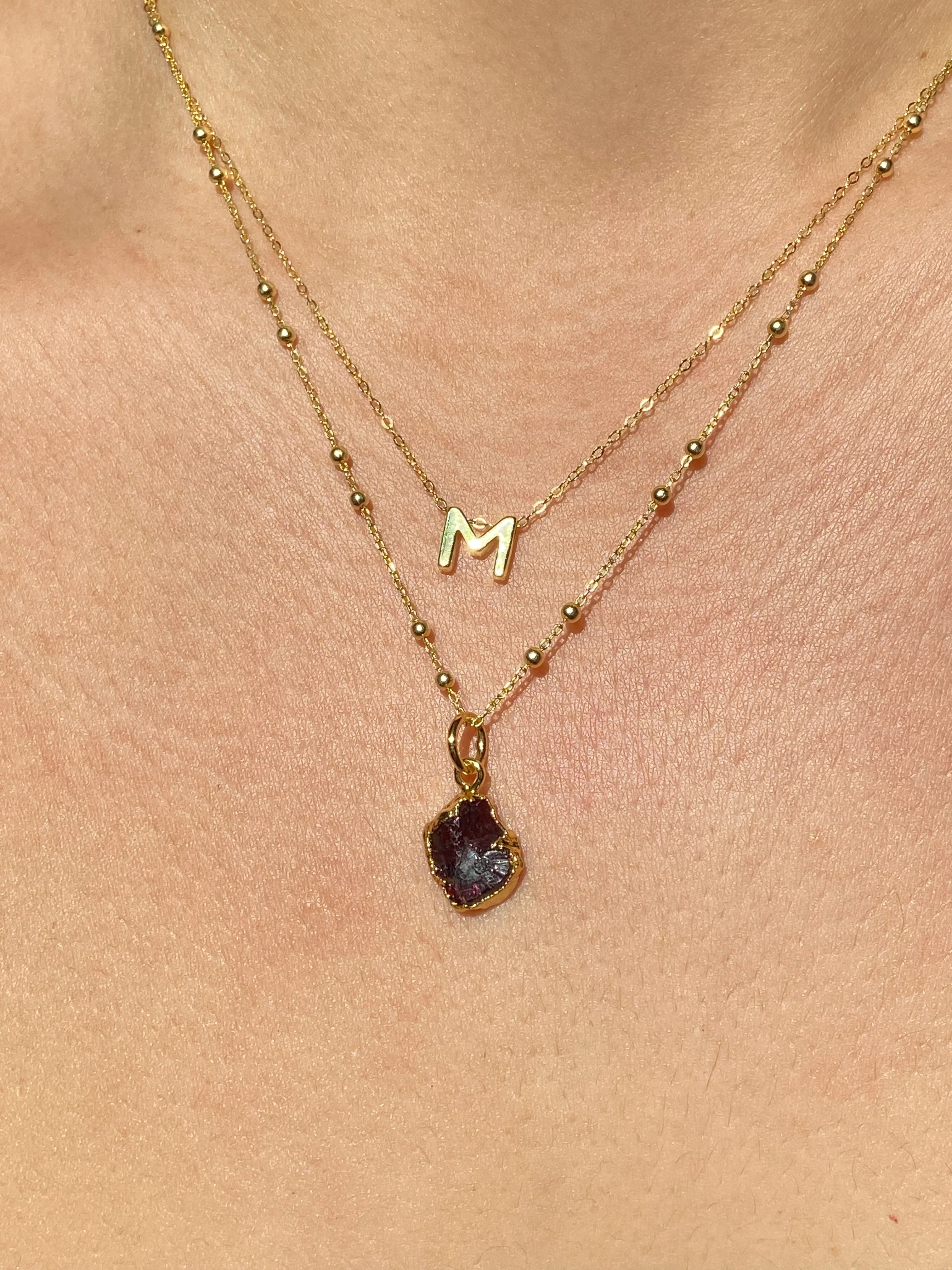 Initial & Garnet Necklace Set | January Birthstone - Image 13