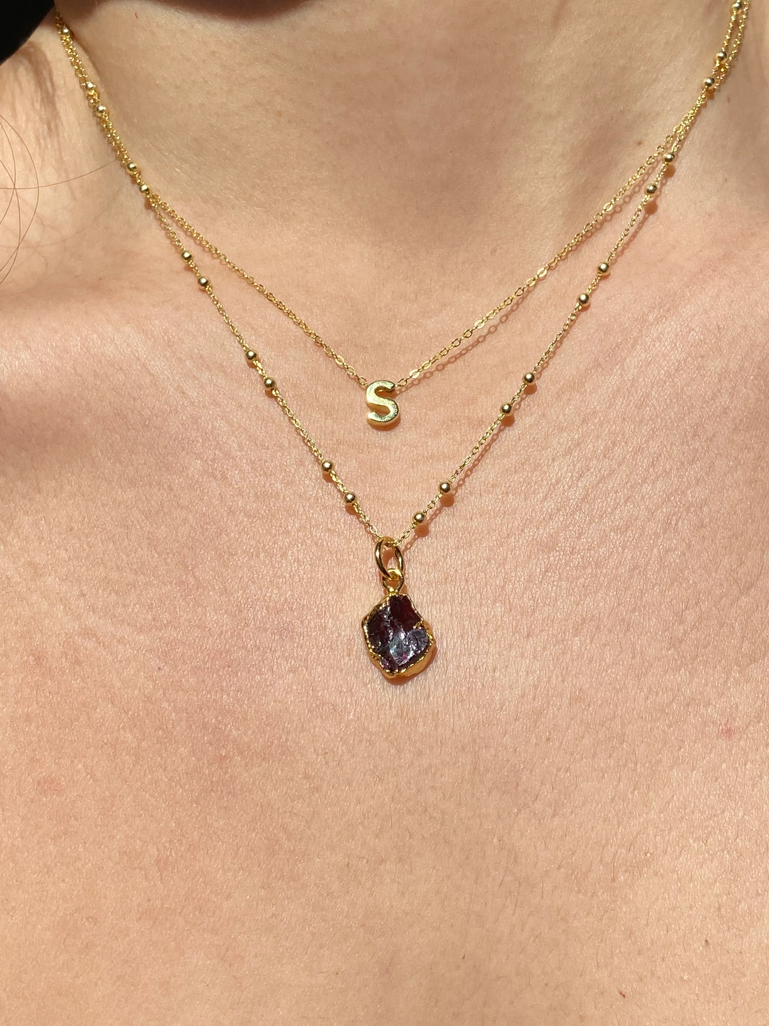 Initial & Garnet Necklace Set | January Birthstone - Image 19